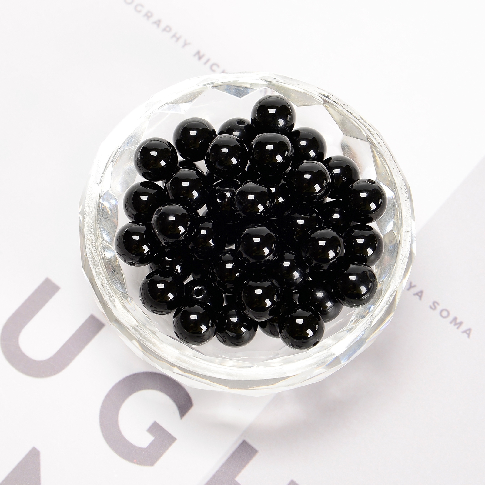 Black Onyx Smooth Round Beads 4mm 6mm 8mm 10mm 12mm 14-20mm 15.5″ Strand
