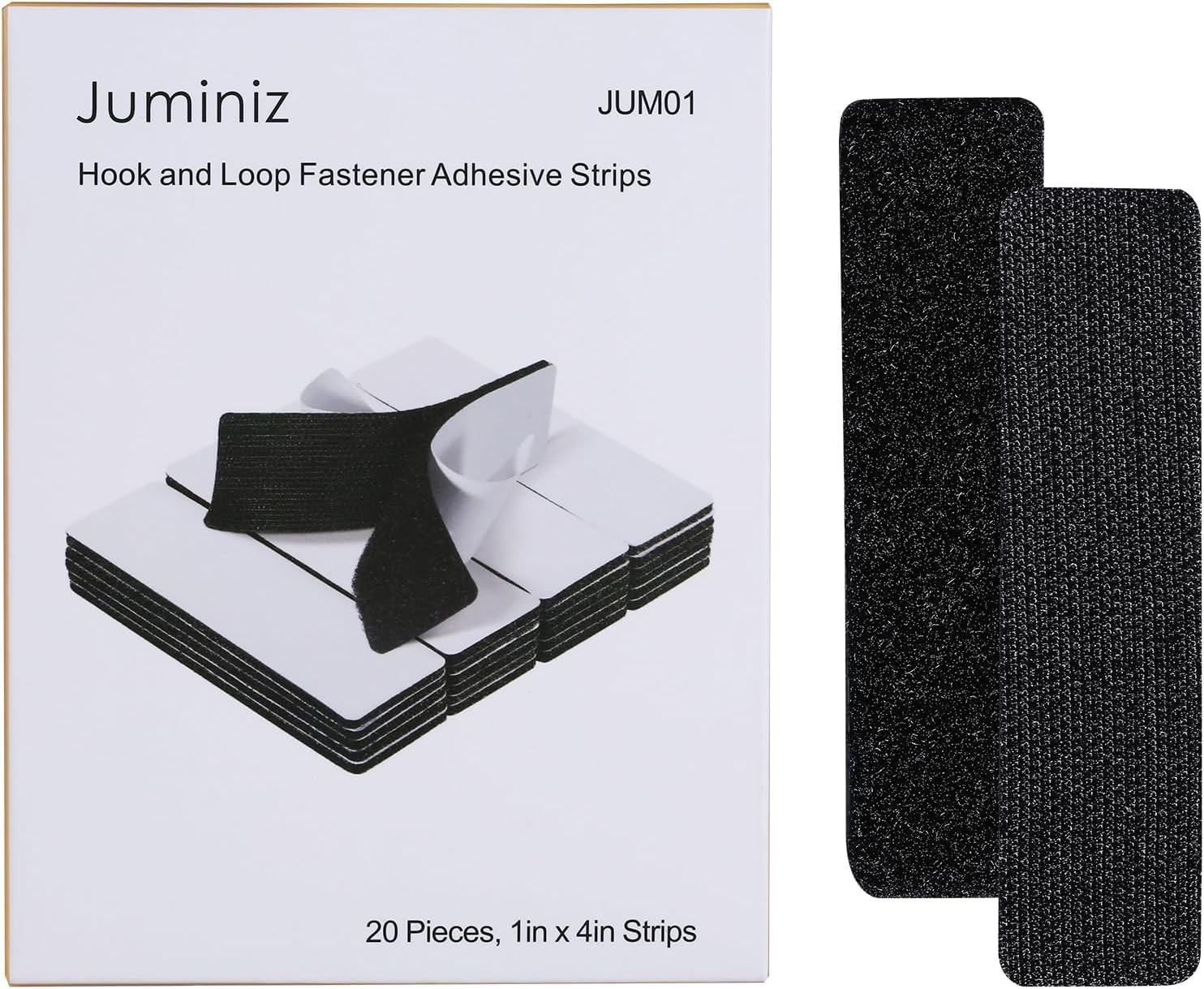 20 Sets Black Sticky Back Fastener Heavy Duty Hook & Loop Adhesive Strips 1×4”