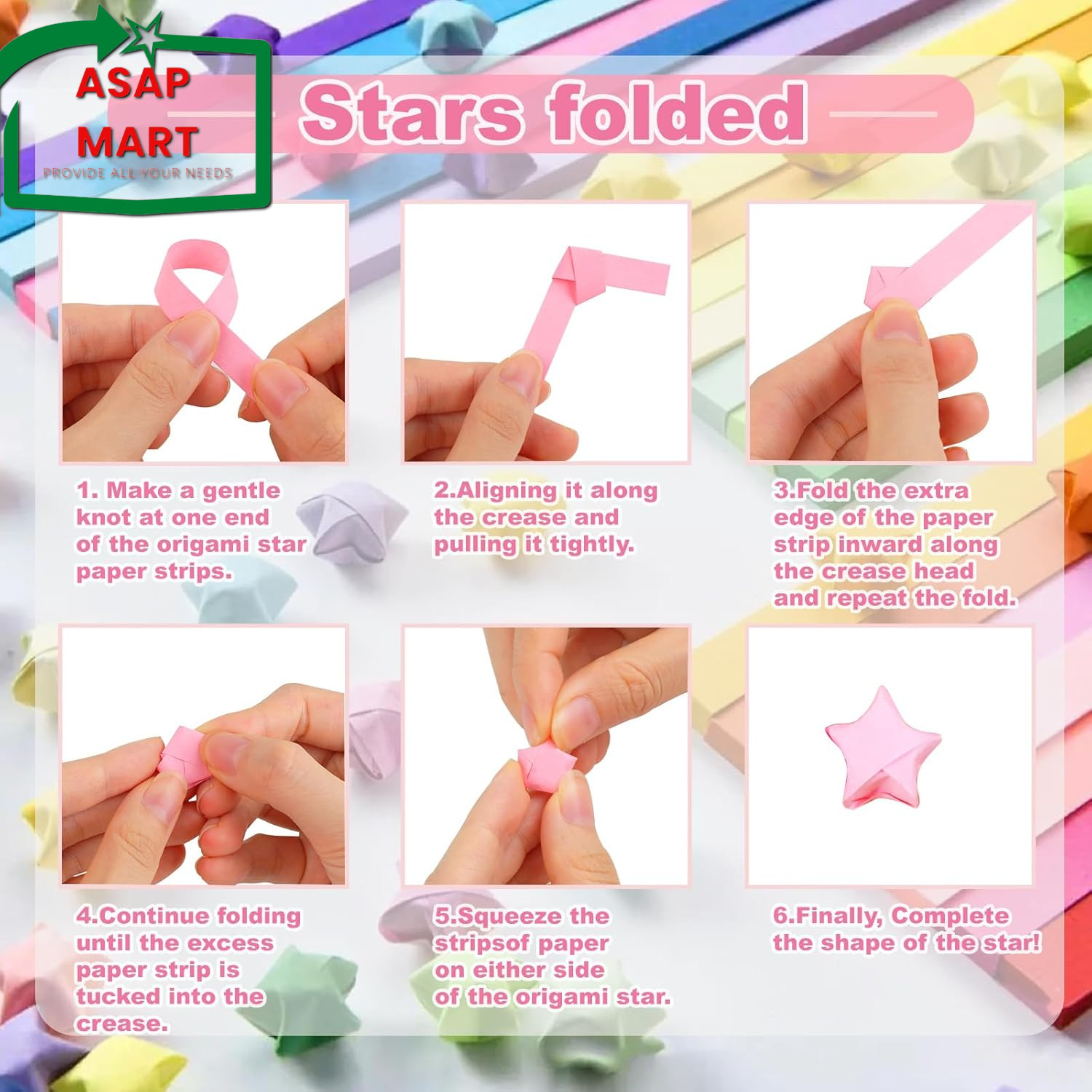 Phinus 2060 Sheets Origami Paper, 27 Assortment Colors Paper Star Strips, Star P
