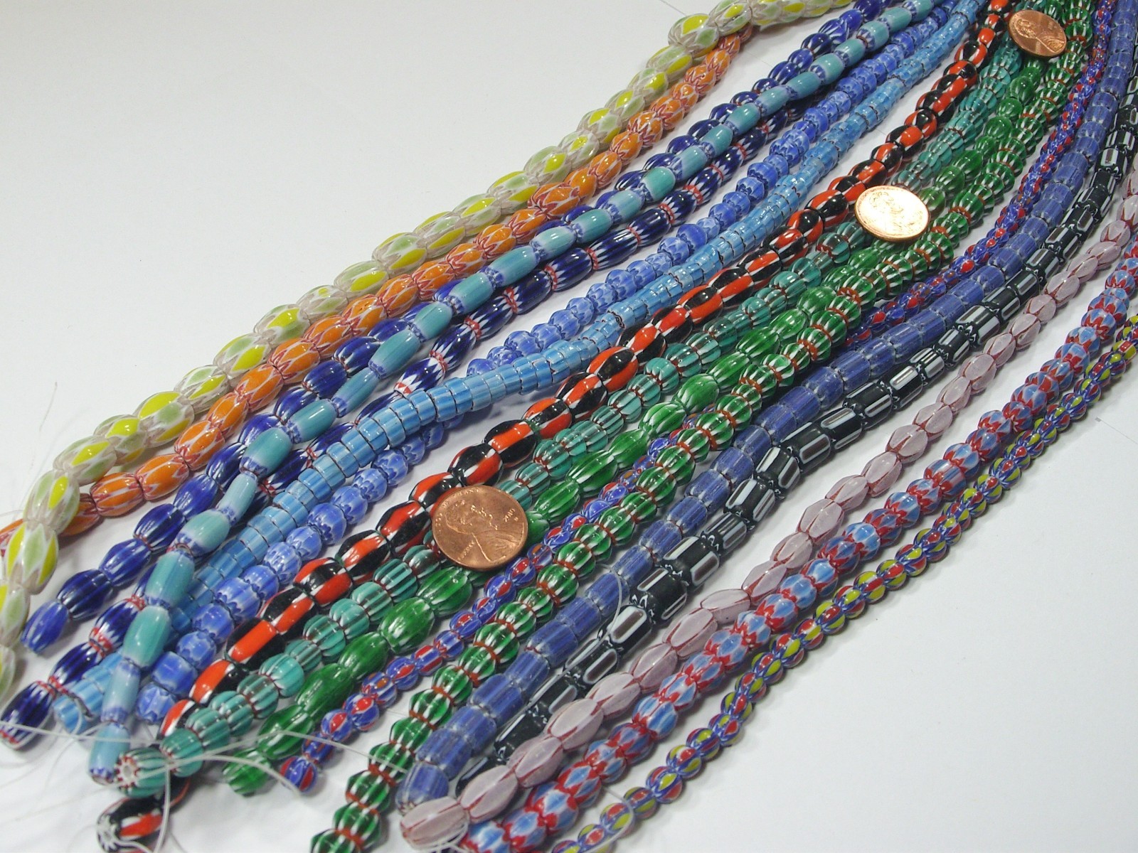 15 Strands 15″ Assorted India Handmade Chevron Glass Beads Bulk Lot (QZP-2)