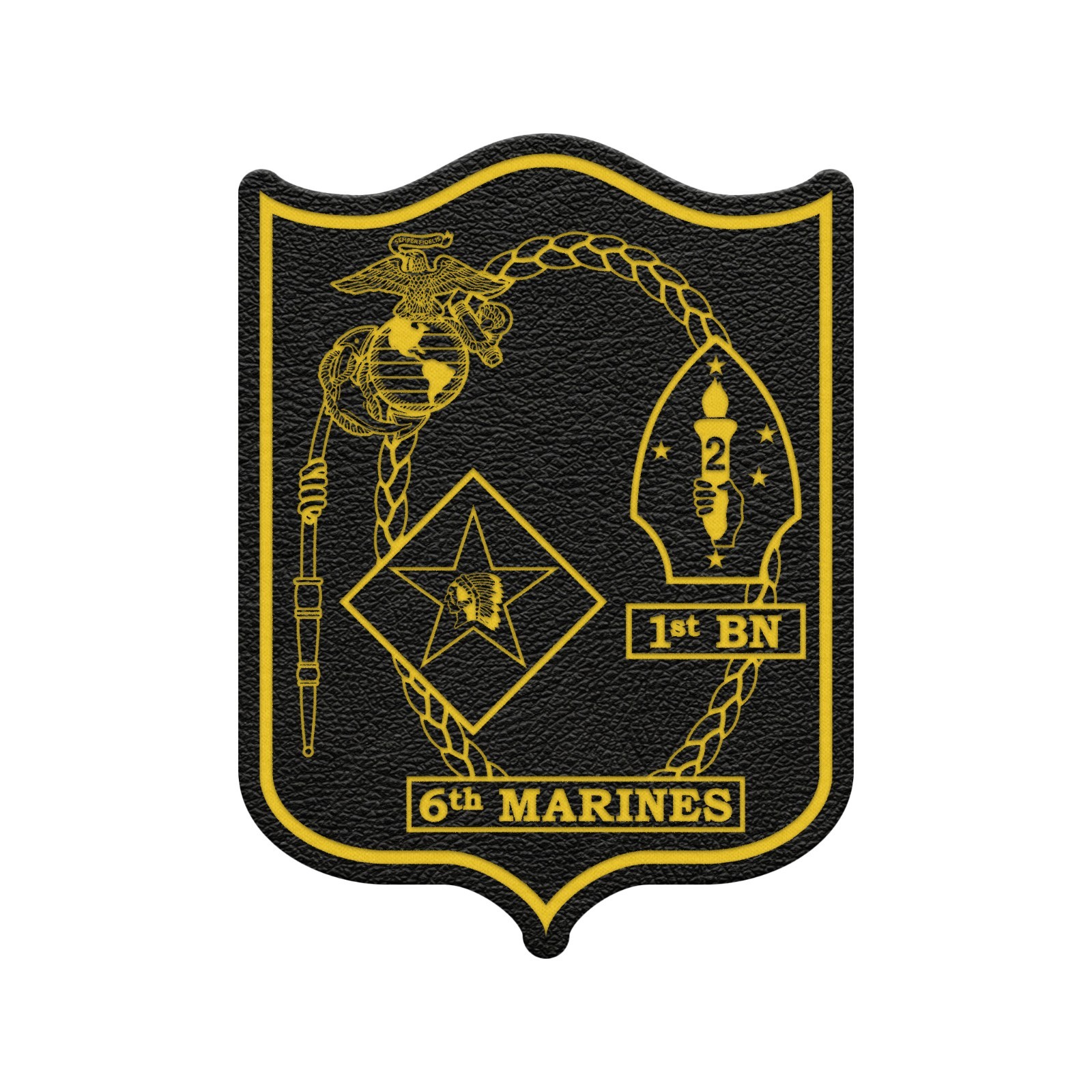 1st Battalion 6th Marines Unit “1/6 Hard” | Leather Patch | Hook and Loop Tape