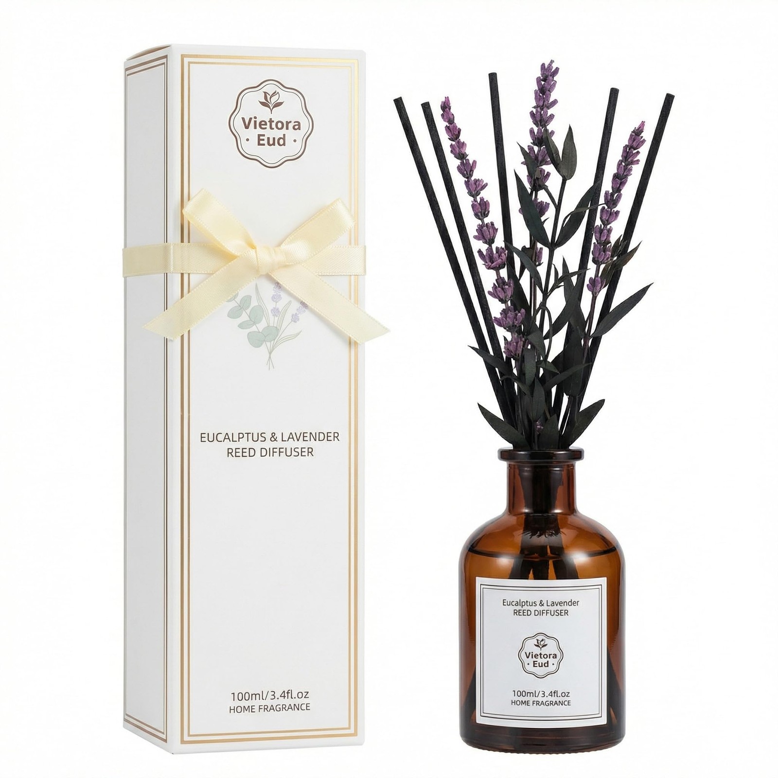 Eucalyptus & Lavender Essential Oil Reed Diffuser – 3.34 Fl Oz,
