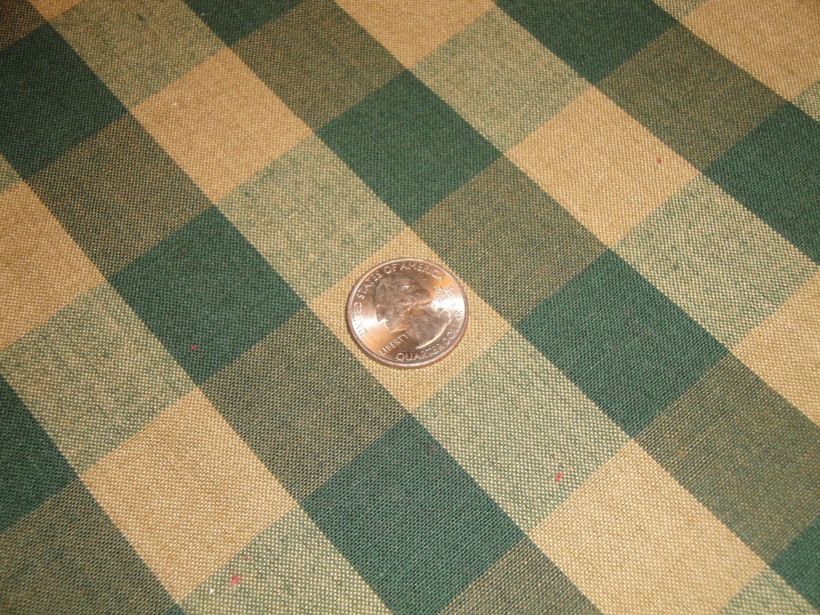 DARK Green And Tea Dye Buffalo Check Cotton Homespun Fabric | Farmhouse Fabric