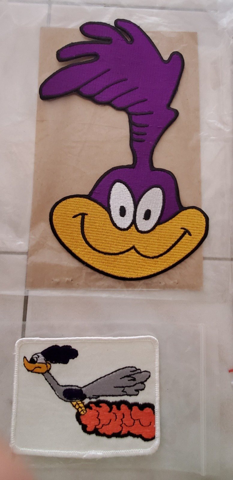 (4) ROAD RUNNER PLYMOUTH SEW-ON/OR GLUE-ON PATCHES 8″X5″/4″X3″/3″ VTG RARE OLD