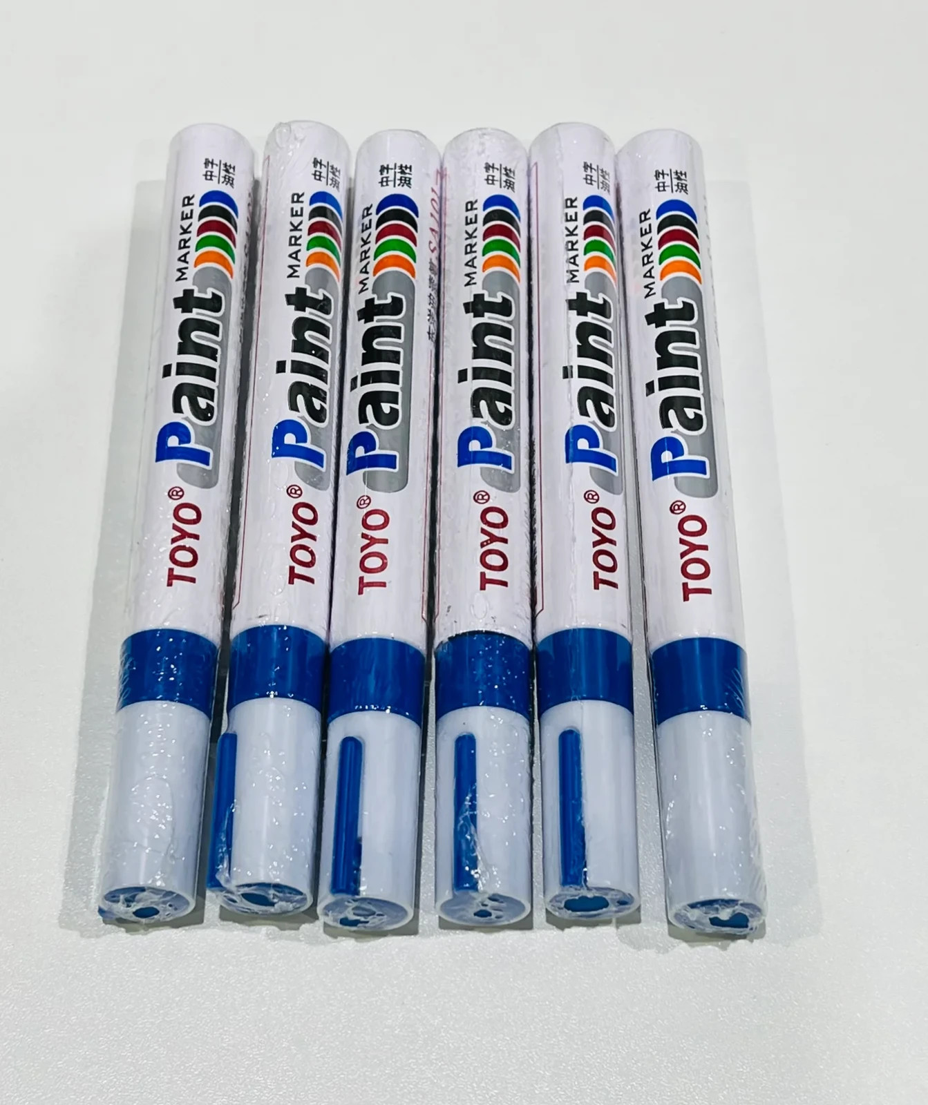 6-PACK BLUE Tire Lettering Paint Marker Pen Waterproof Permanent Automotive 6pzs