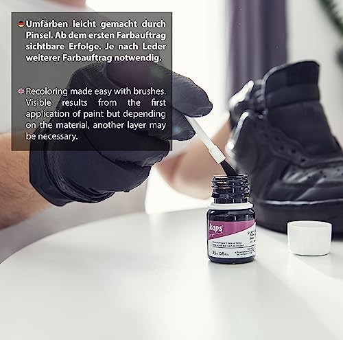 Leather Dye for Shoes and Bags with Sponge and Brush, Black, 25 ml
