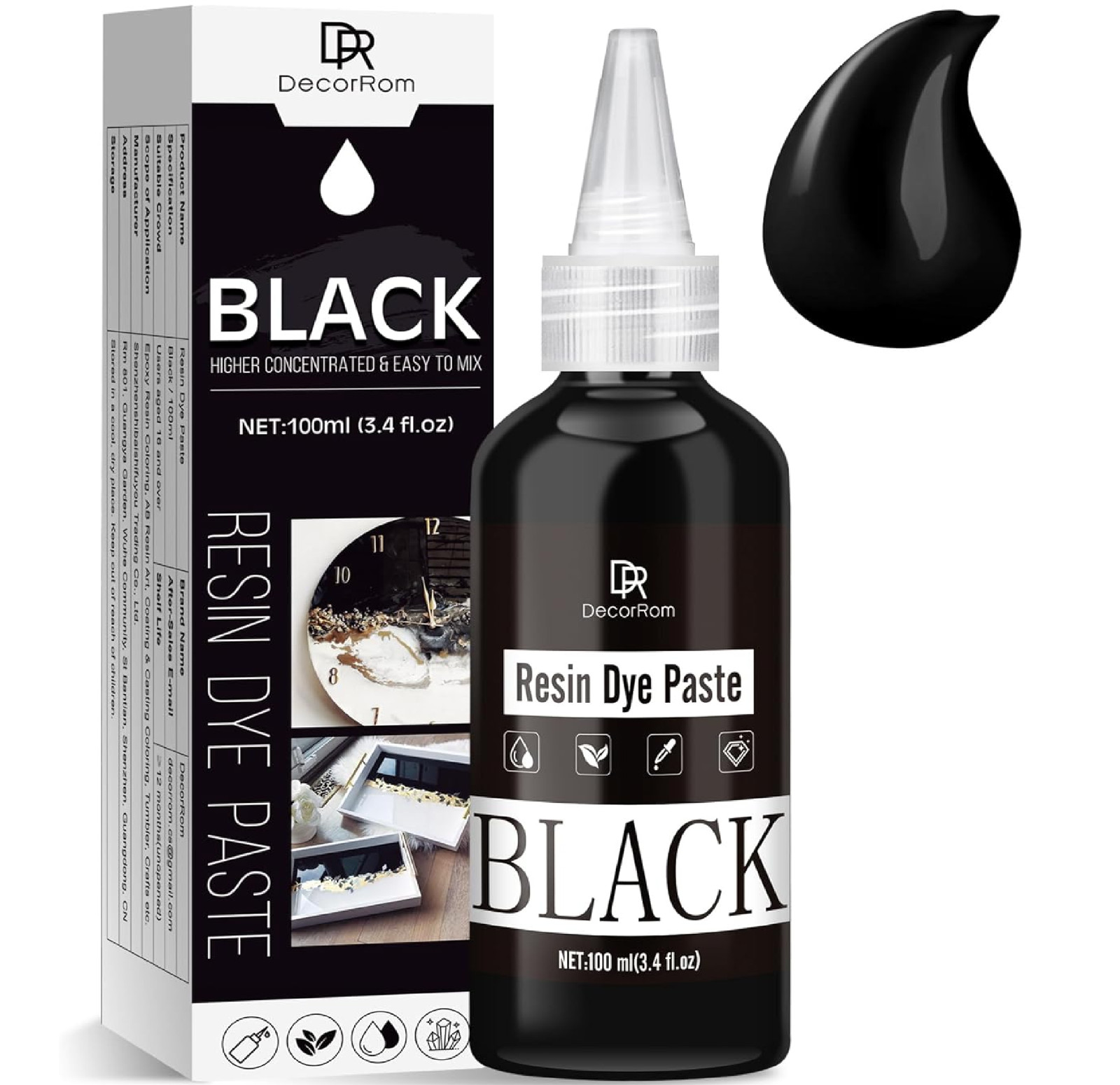 Black Epoxy Resin Pigment Paste – 3.4 fl.oz / 100ml High Concentrated Black Resi