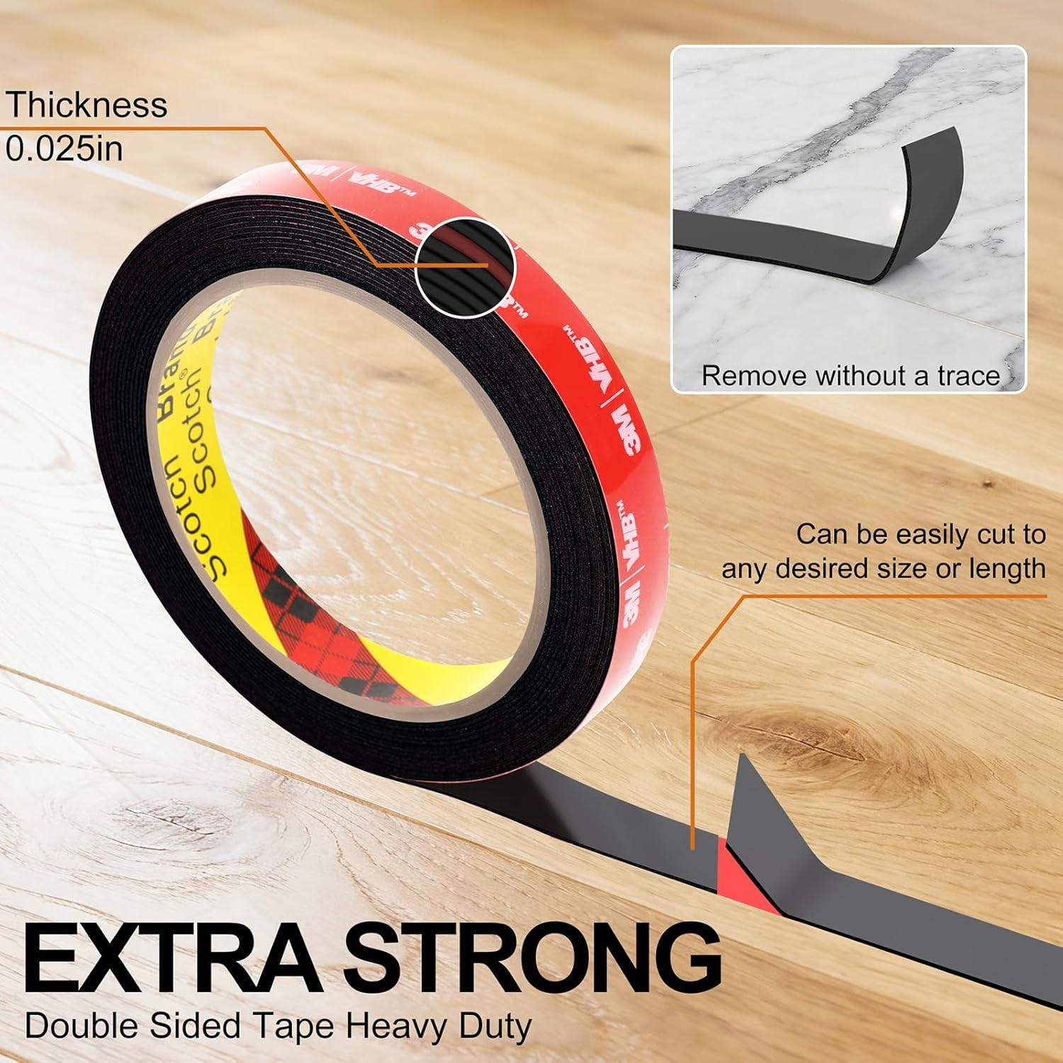 Extra Strong Double Sided Tape Heavy Duty 10FT, Made with 3M Very Sticky Adhesiv