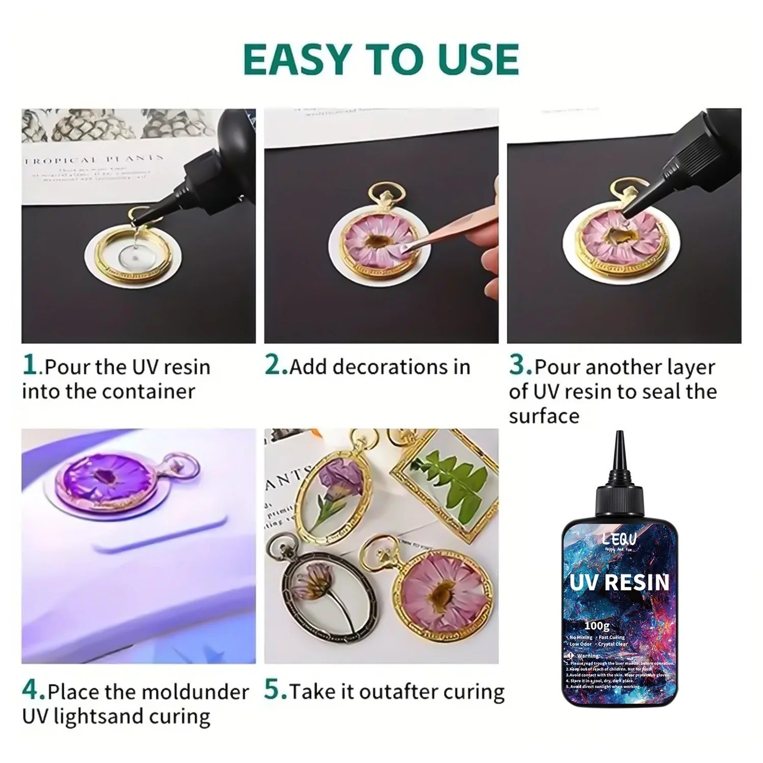 100g UV Resin Clear,Hard,Upgraded Crystal Clear Epoxy Resin Up Premixed UV Cure