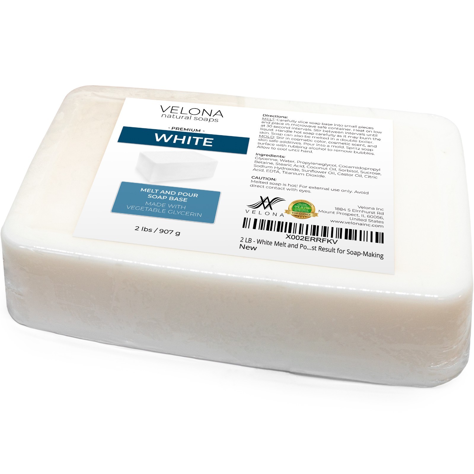 2, 5, 10, 25 LB – White Melt and Pour Soap Base by Velona | SLS/SLES Free