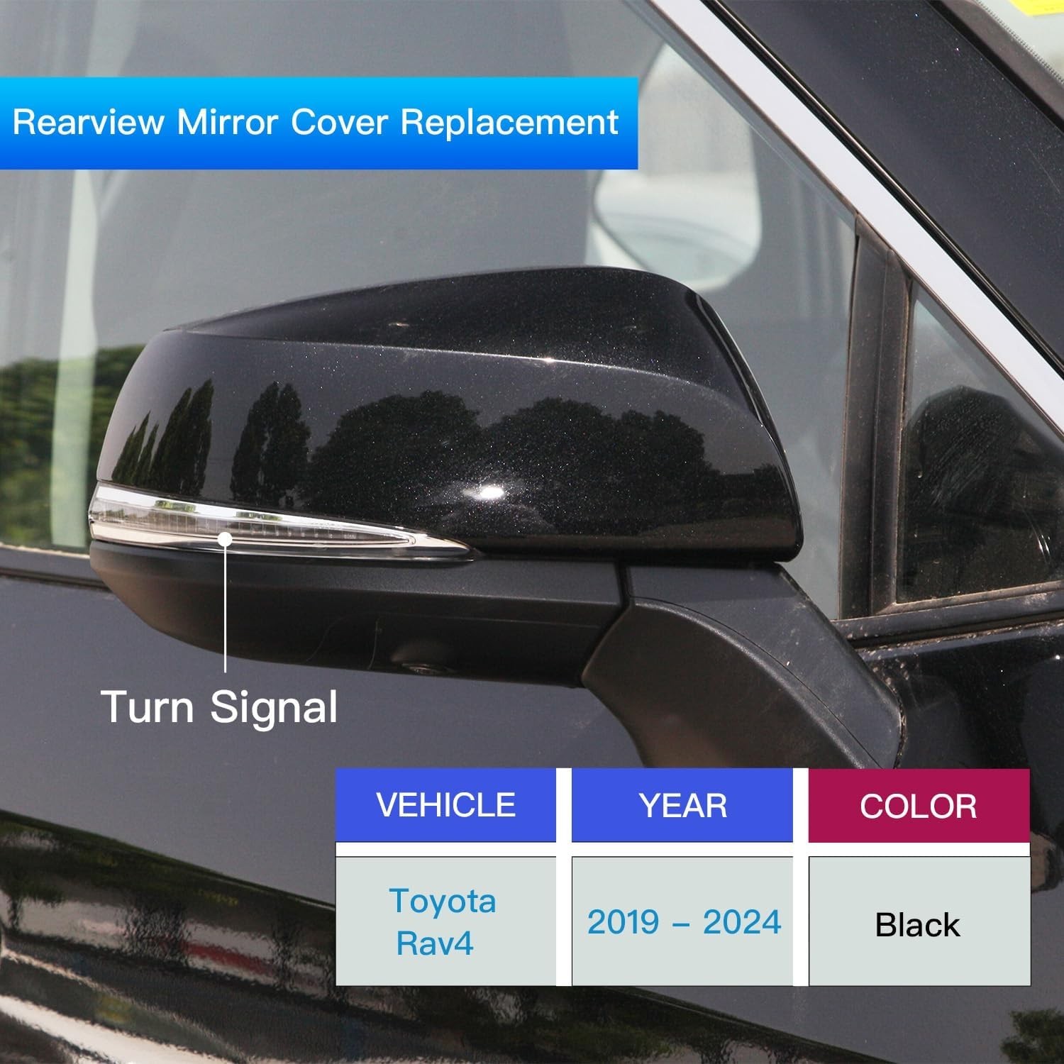 Right Passenger Side Mirror Cover Cap Compatible with Toyota Rav4 2019-2023 With