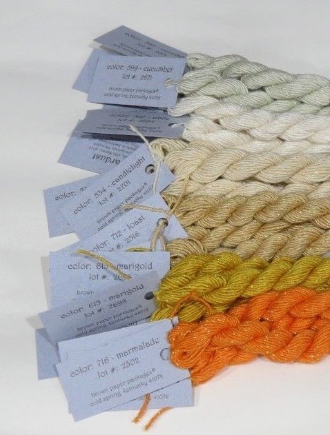 Silk & Ivory Stardust Metallic Needlepoint Thread, Fiber, Wool – Brown Paper Pkg
