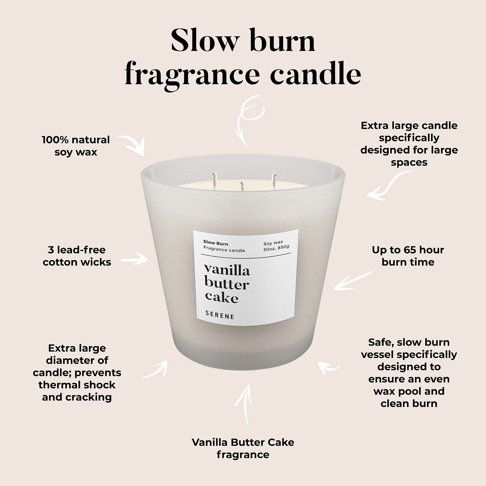 Candles for Home Scented, Big Candles Vanilla Butter Cake Scented, 30oz Natur…