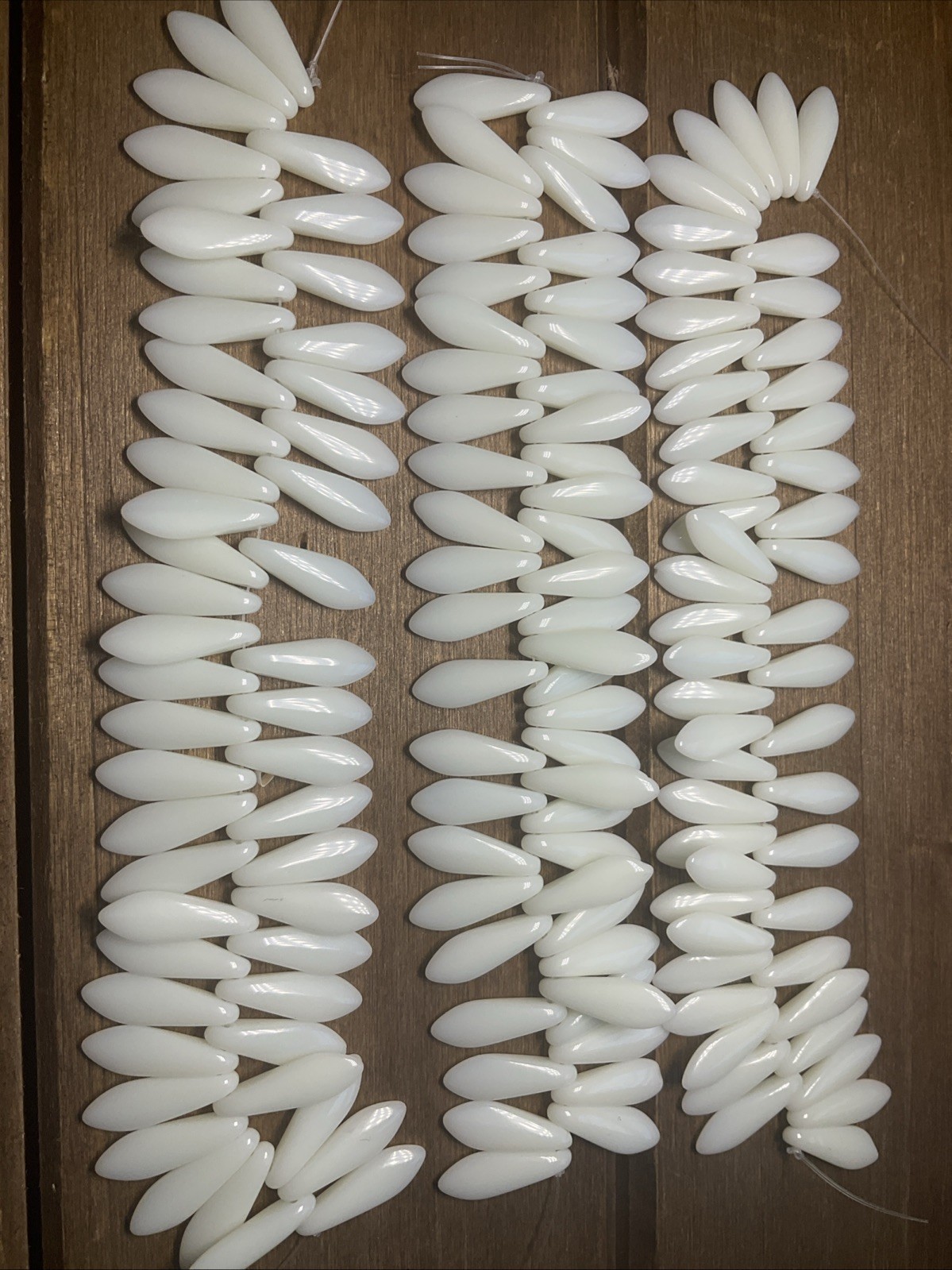 16mm x 5mm Milky Yellow White Uranium Dagger Beads 5inch Strand Czech Glass