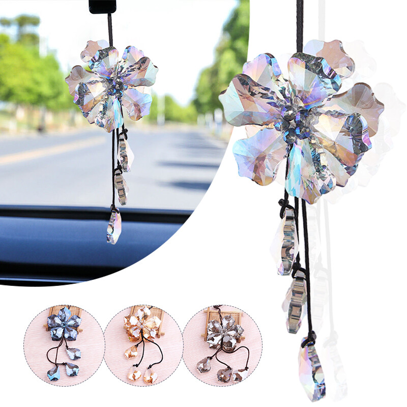 Artificial Crystal Hanging Ornaments Bling Car Rear View Mirror Pendant Decors