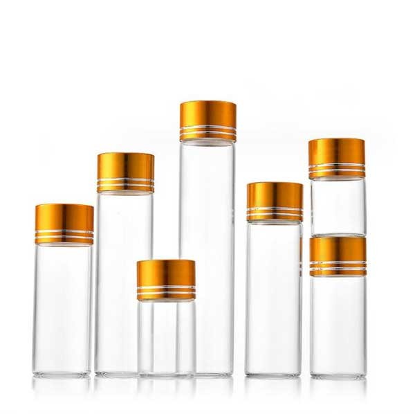 Bulk Buy Empty 5ml-200ml Clear Glass Jar Bottles With Aluminum Gold Line Caps AP