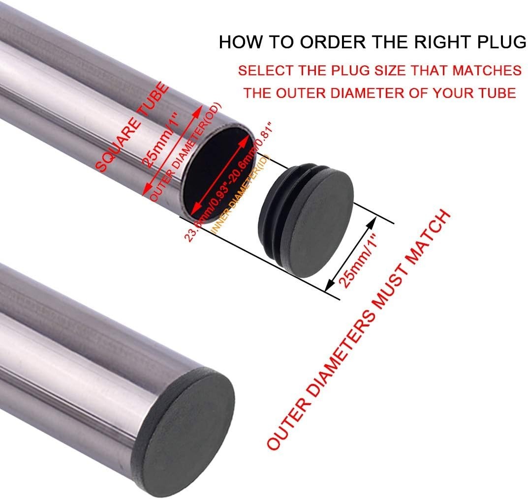 Versatile 12 Pack 25mm Round Tube End Caps for Furniture & Outdoor Projects