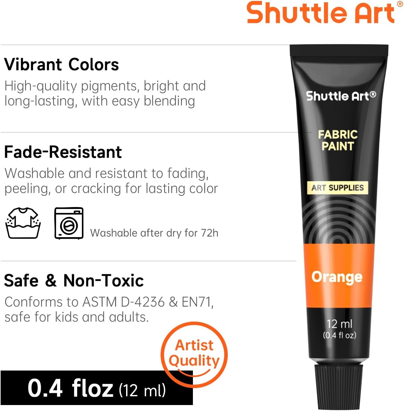 Fabric Paint Set 15 Colors Textile Paint Permanent Clothes T-Shirt Canvas Shoe