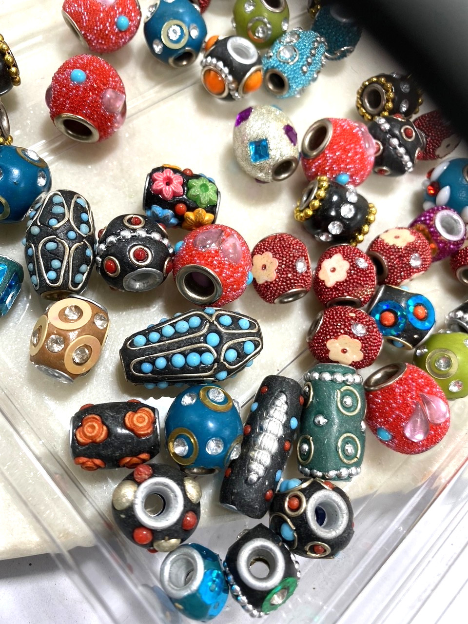 Indonesian Style Beads Multi colorful Large Hole Beads DIY Jewelry 15 mm 10 pcs