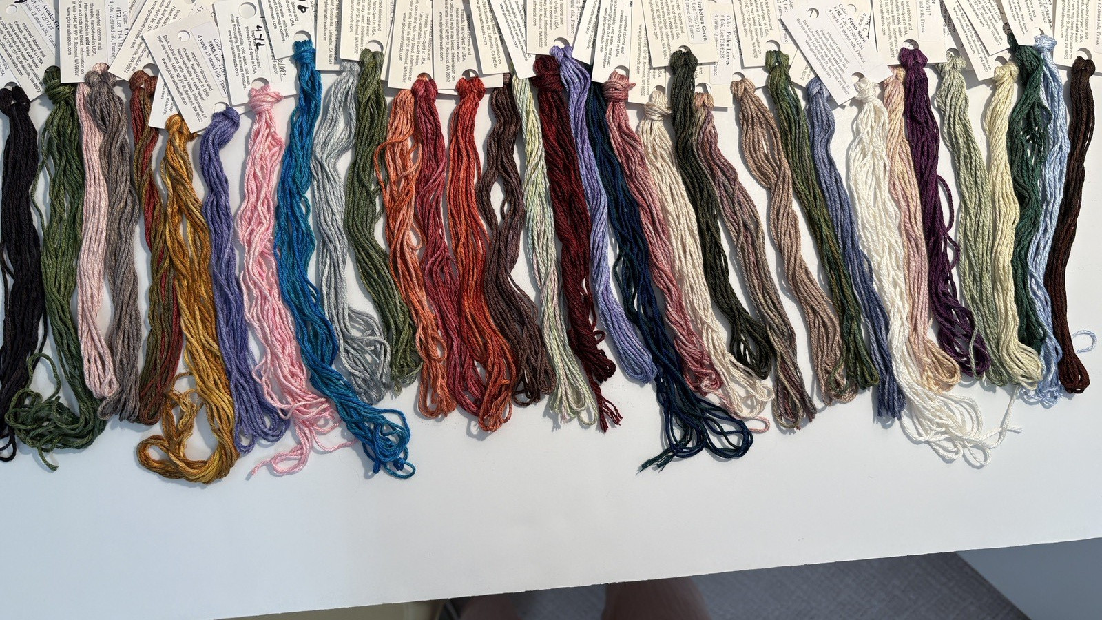 GLORIANA SILK FLOSS – Hand dyed 12 ply – 4 yd hanks. 74 colors – You Pick