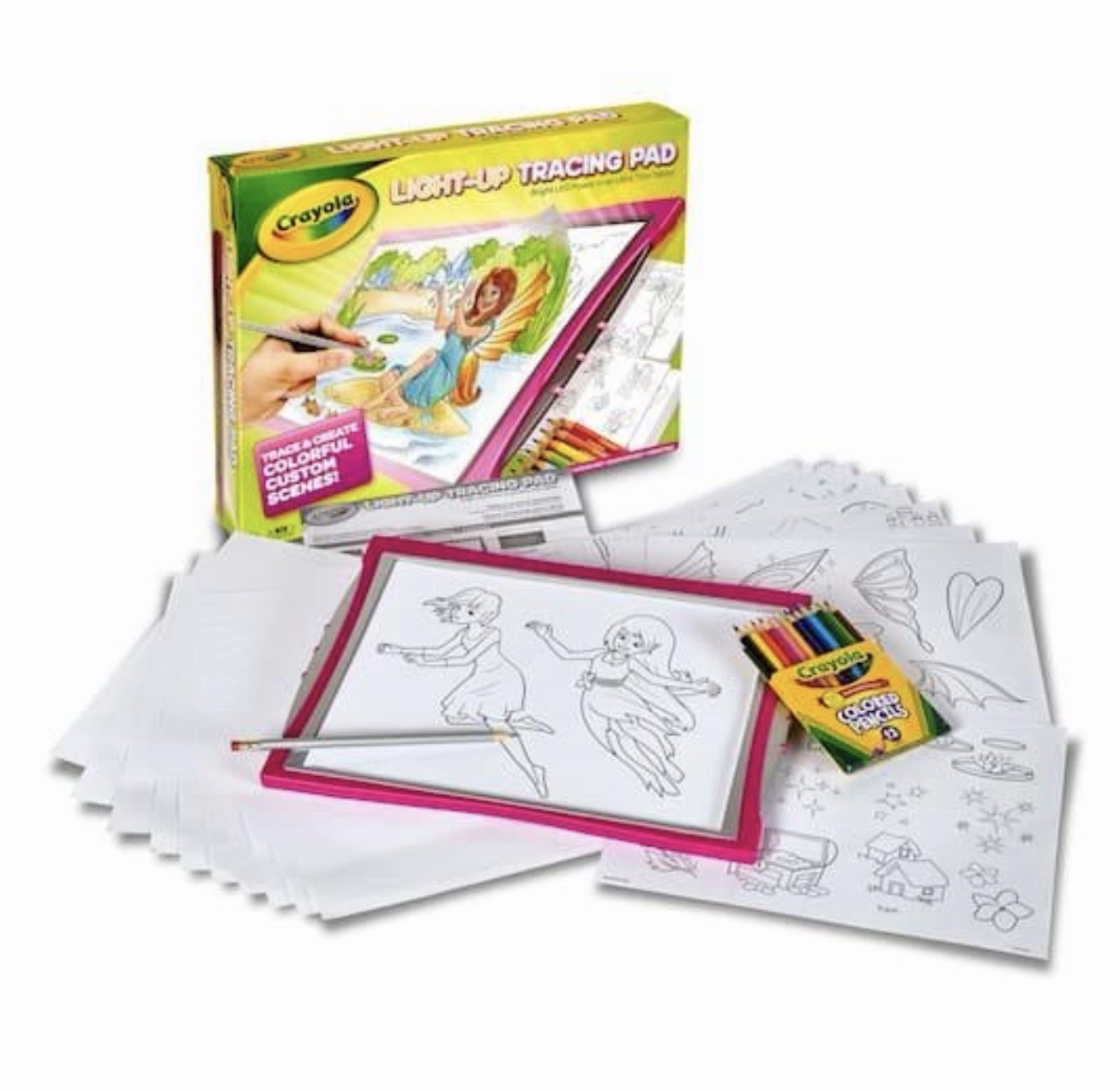 Crayola Light-Up Tracing Pad Kids Craft Kit w/ Tracing Sheets & Crayons