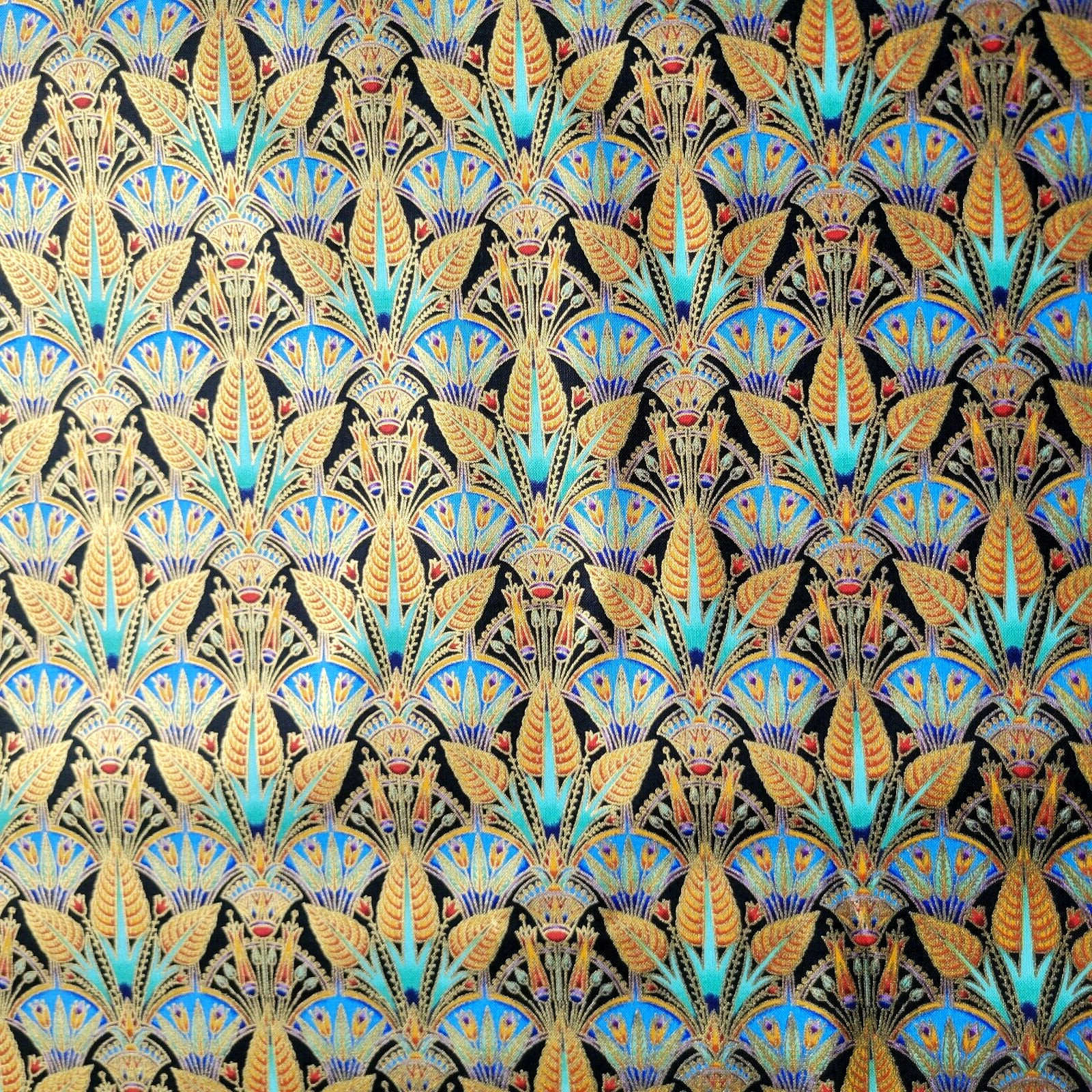 Ancient Egyptian Dense Motifs on Black, R. Kaufman Ancient Beauty Collection
