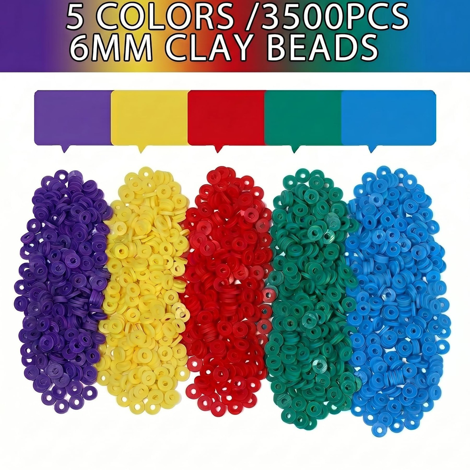 THRELE 3500pcs Rich Color Clay Beads for Bracelets Making 6mm Heishi Vibrant