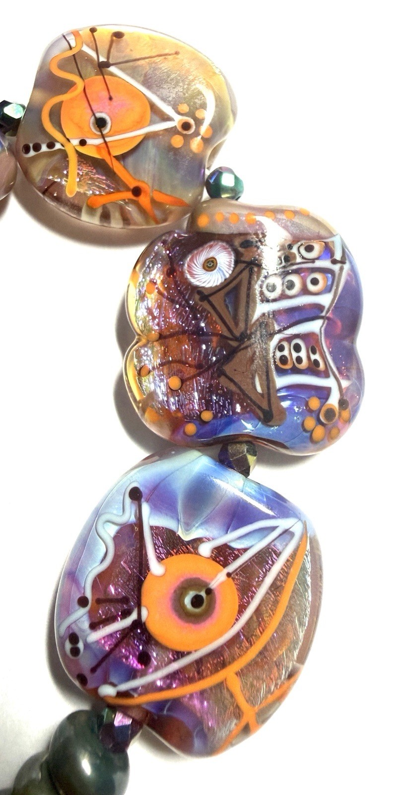 Manuela Wutschke Lampwork Bead Set 7pc Abstract Girl Face Focals – Archival NOS