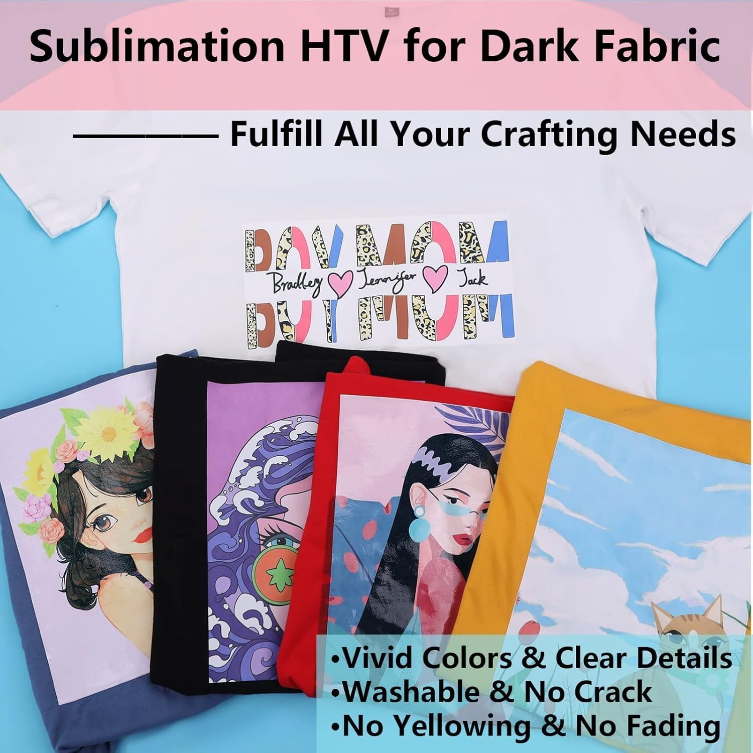 HTVRONT Sublimation HTV for Dark/Light Fabric – Matte Sublimation Vinyl 12″ X…