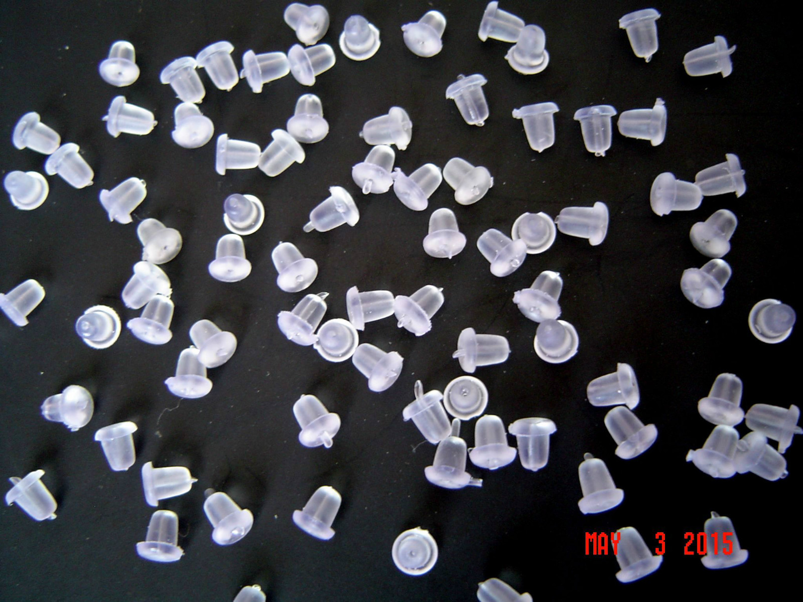 (50 Qty.) PLASTIC RUBBER ( SILICONE ) EARRING BACK STOPPER POST NUT 4mm Size