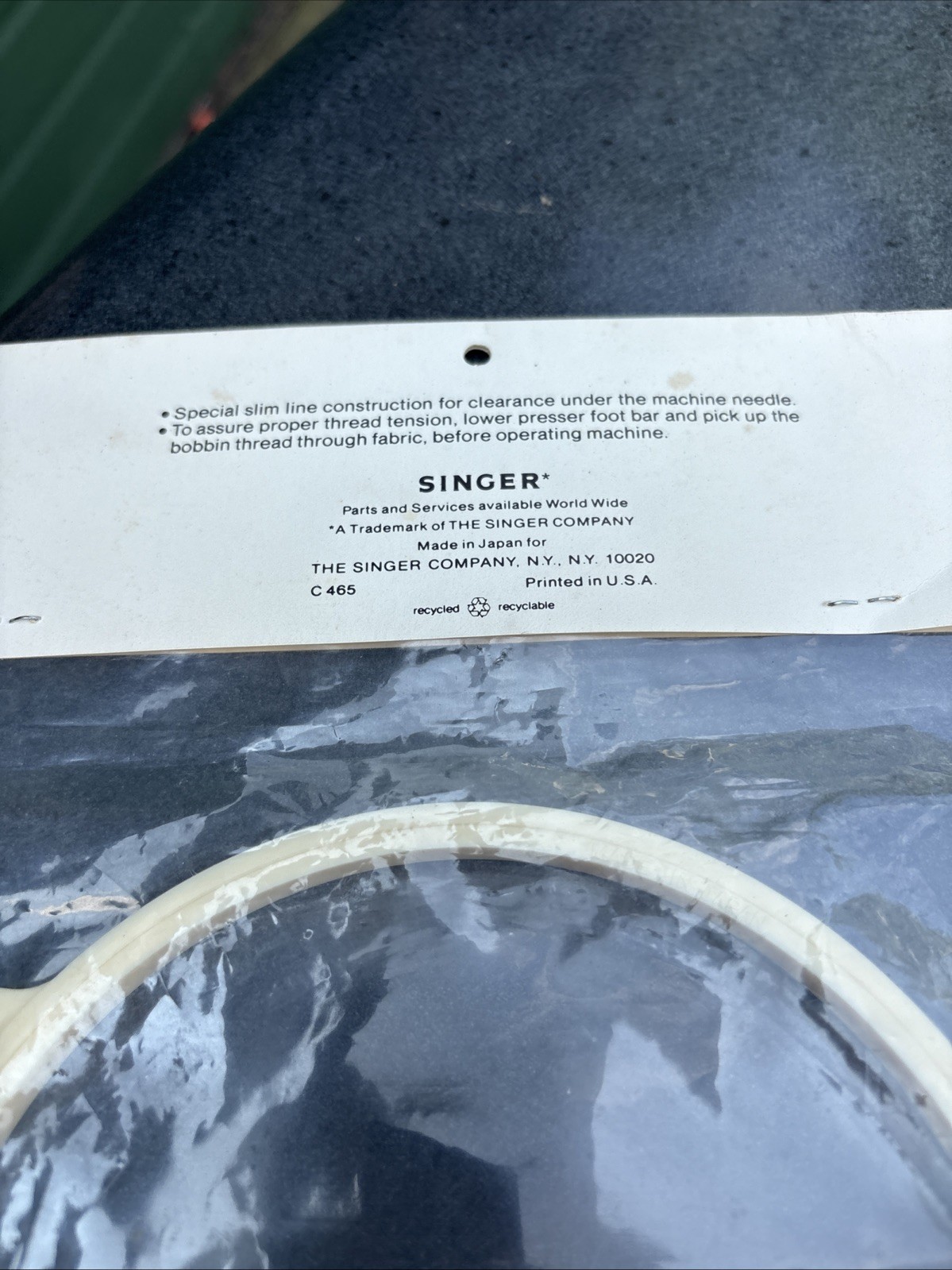 singer embroidery hoop New Old Stock Round 6 Inch Diameter 5/16 Wide