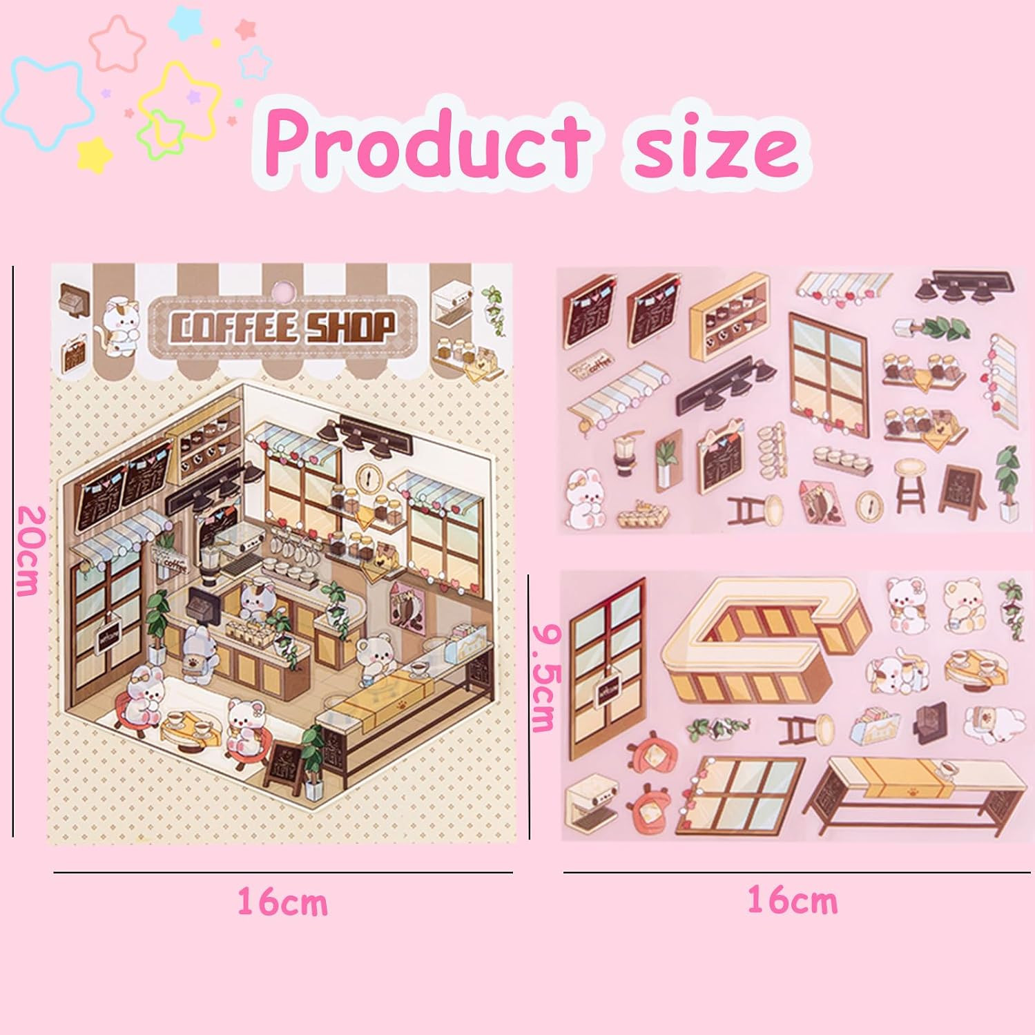 10 Sets DIY 3D House Stickers Kit Non-Toxic & Safe 3D Miniature Scene Therapy