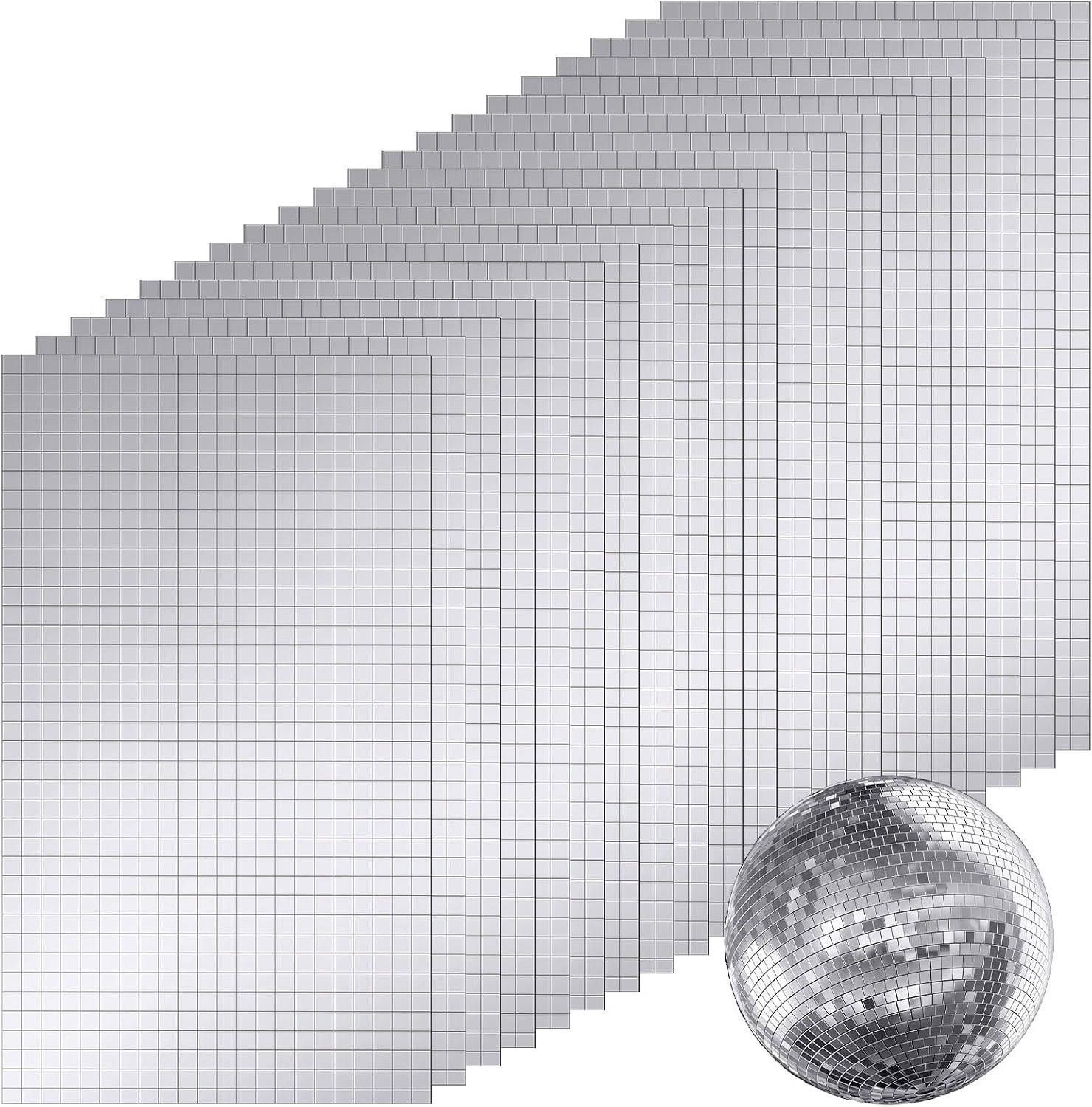 9000 PCS/20 Sheets Mirror Tiles Self Adhesive, 10X10Mm Disco Tiles for DIY