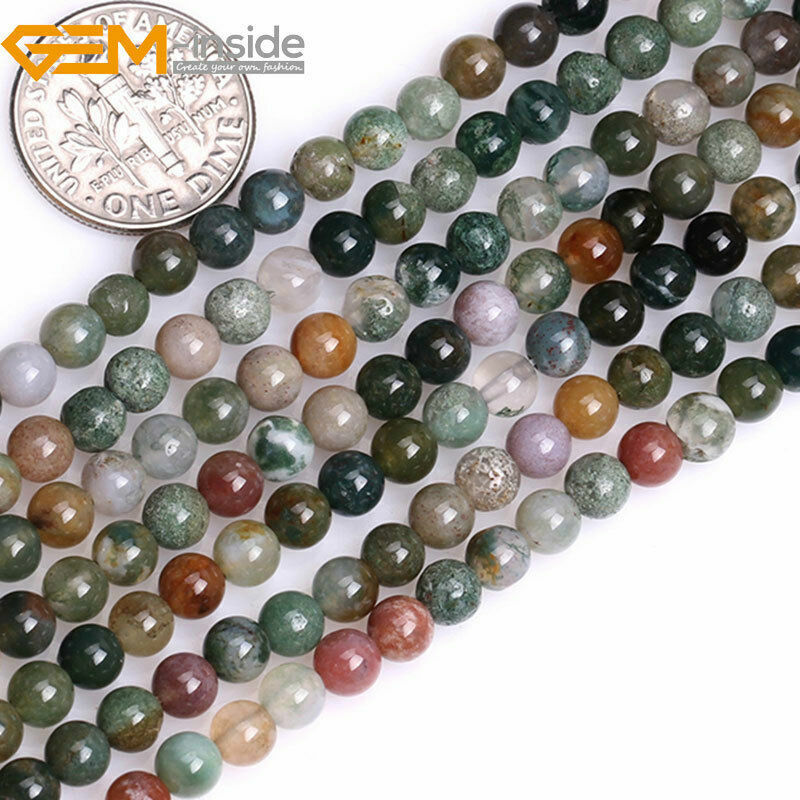 Natural Gemstone Indian Agate Round Loose Beads For Jewellery Making Strand 15″