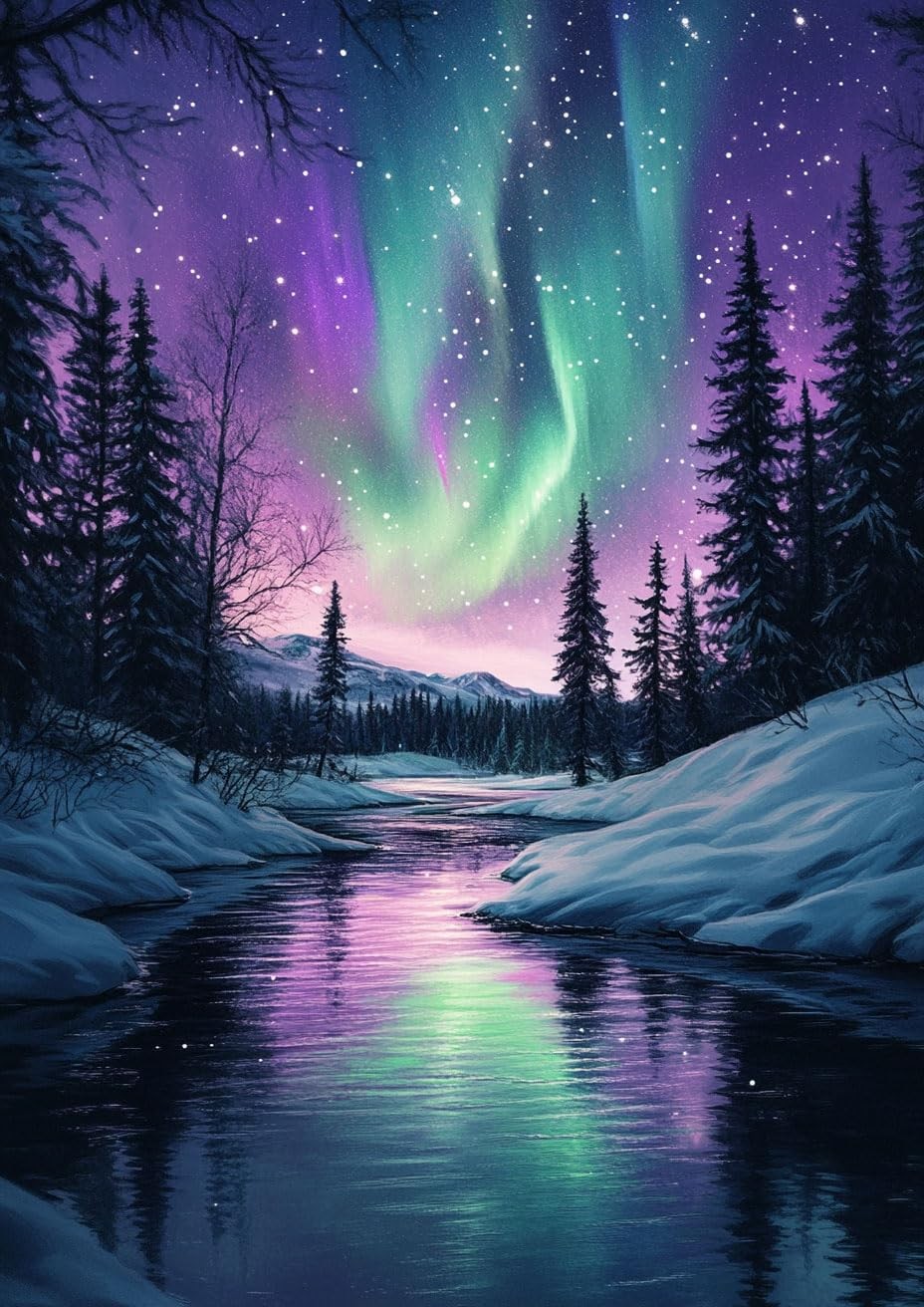 Aurora Borealis Diamond Painting Kits for Adults Full Drill 5D Diamond Art Ki…