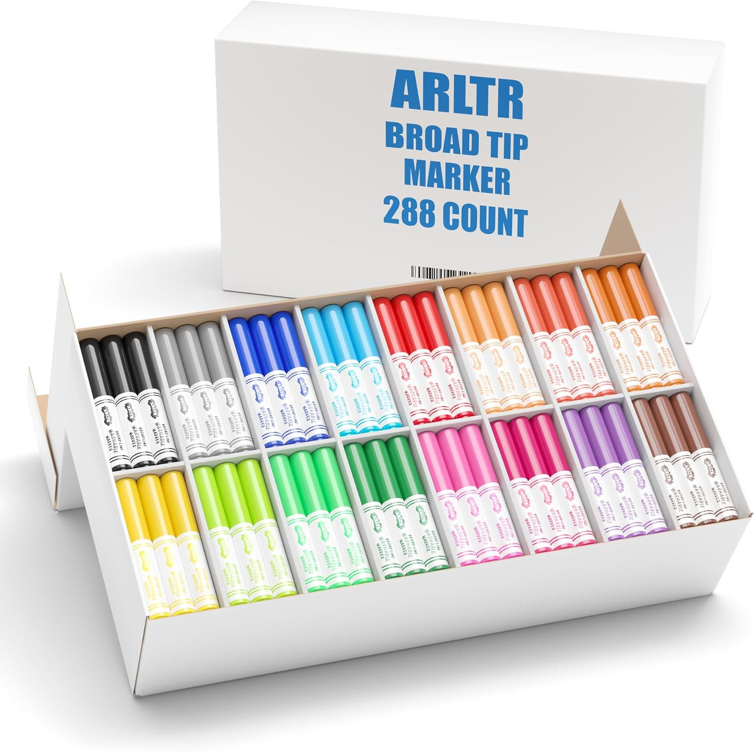 Washable Markers, Bulk Pack of 288, 16 Vibrant Colors, Broad Tips | Broad Line,