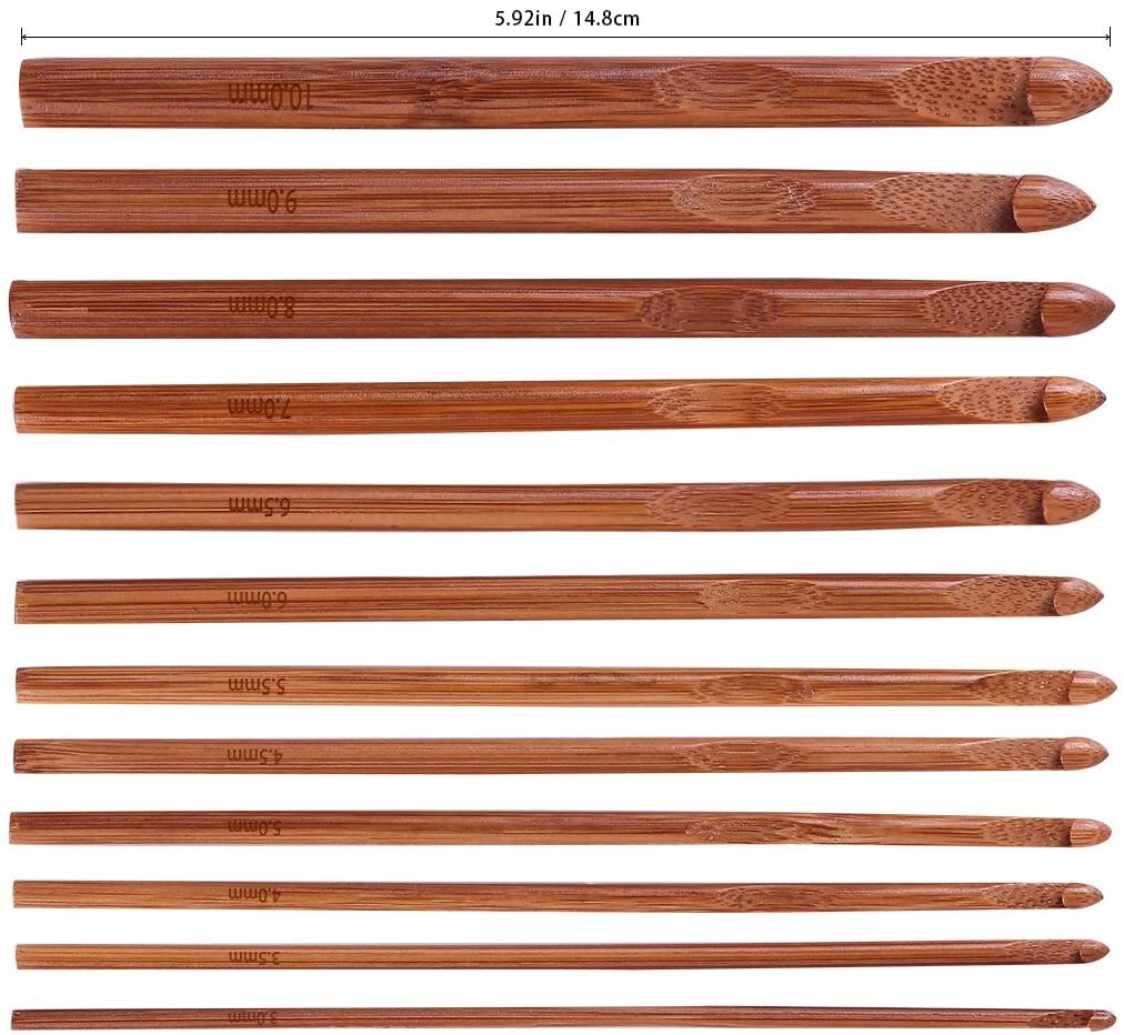 20 Pcs Bamboo Crochet Hooks Needles Set Hook Case Knitting Yarn Craft Ergonomic