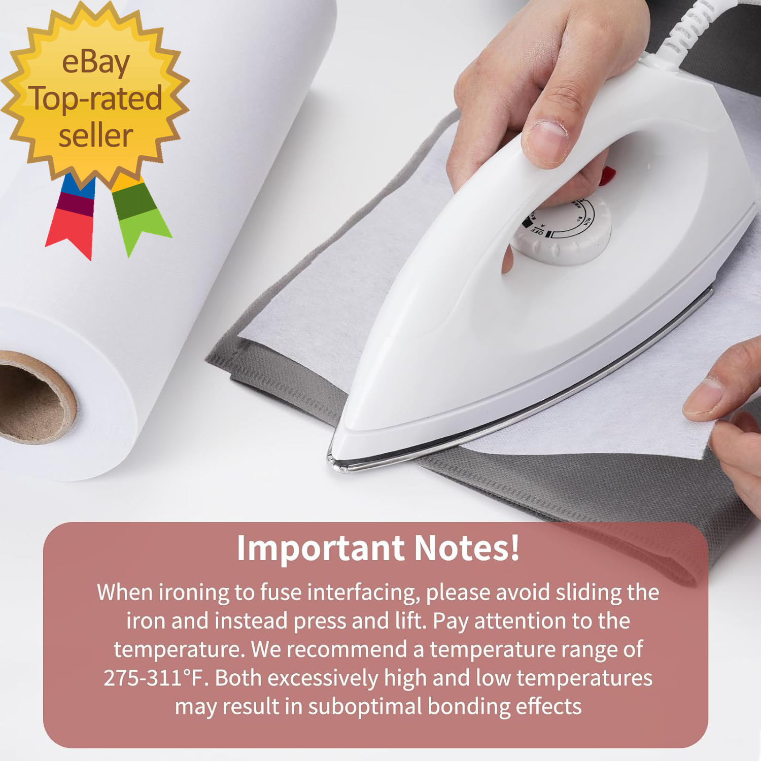 Light Weight 12″X 30 Yards Fusible Interfacing for Sewing,Iron-On Non-Woven