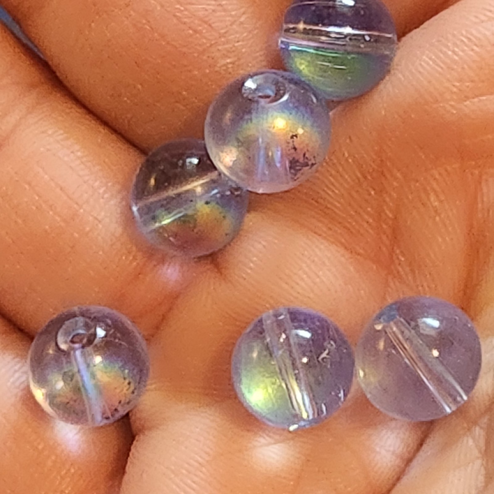 Czech glass, round druk bead clear