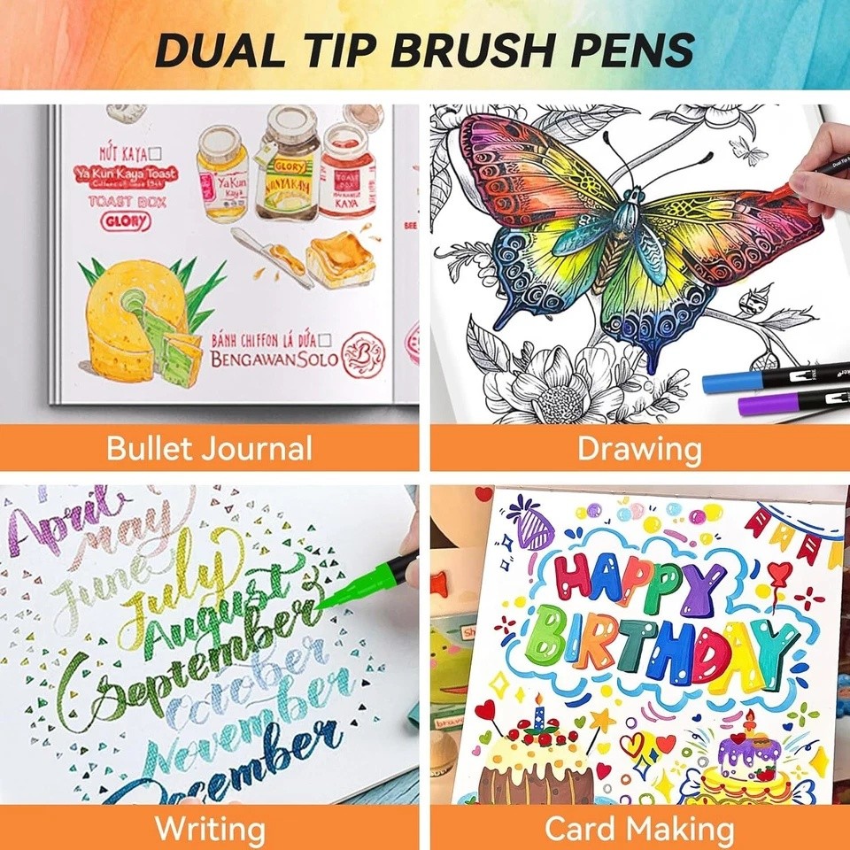 72 Colors Art Paint Markers, Dual Tip Acrylic Paint Pens with Brush Tip & Fi