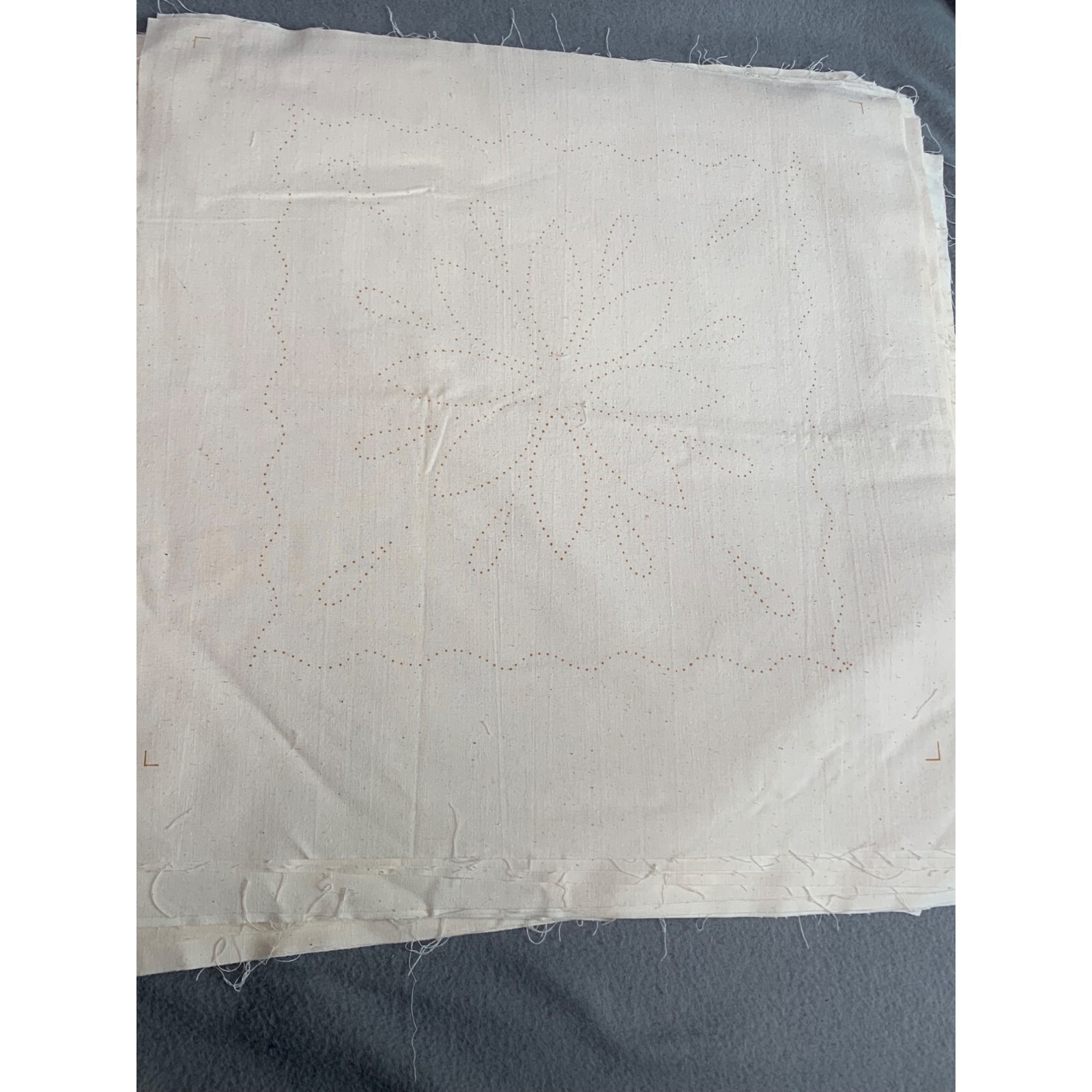 18 x 18 Snowflake Candlewicking Cotton Muslin Quilt Block Stamped Pattern