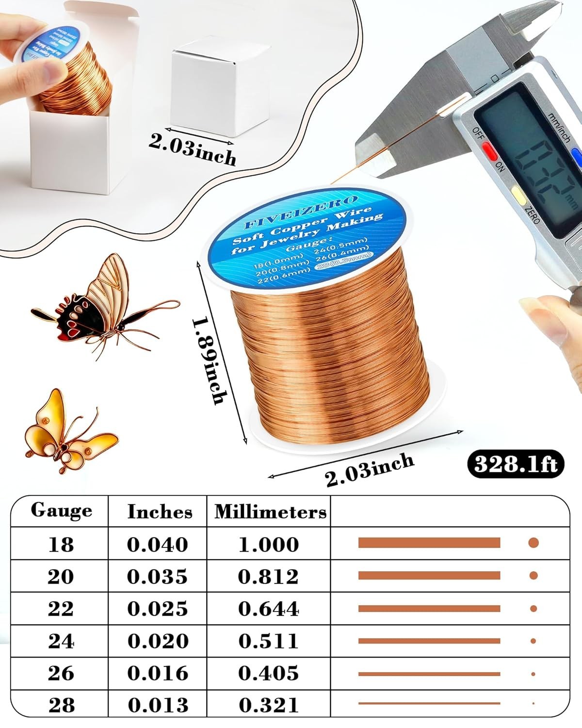 328ft 28 Gauge for Jewelry Making, Pure Dead Soft Bare for Electroculture Gar…