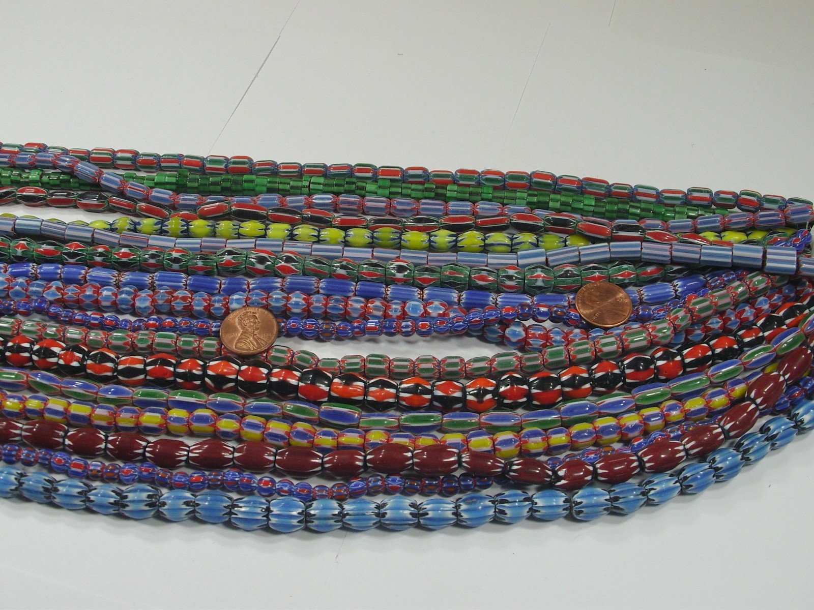 15 Strands 15″ Assorted India Handmade Chevron Glass Beads Bulk Lot (QZP-7)