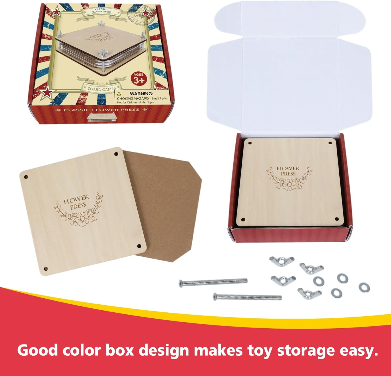 6 Layer Flower Press Kit 6 x 6 Inch Wooden Press for Dried Flowers and Leaf Craf