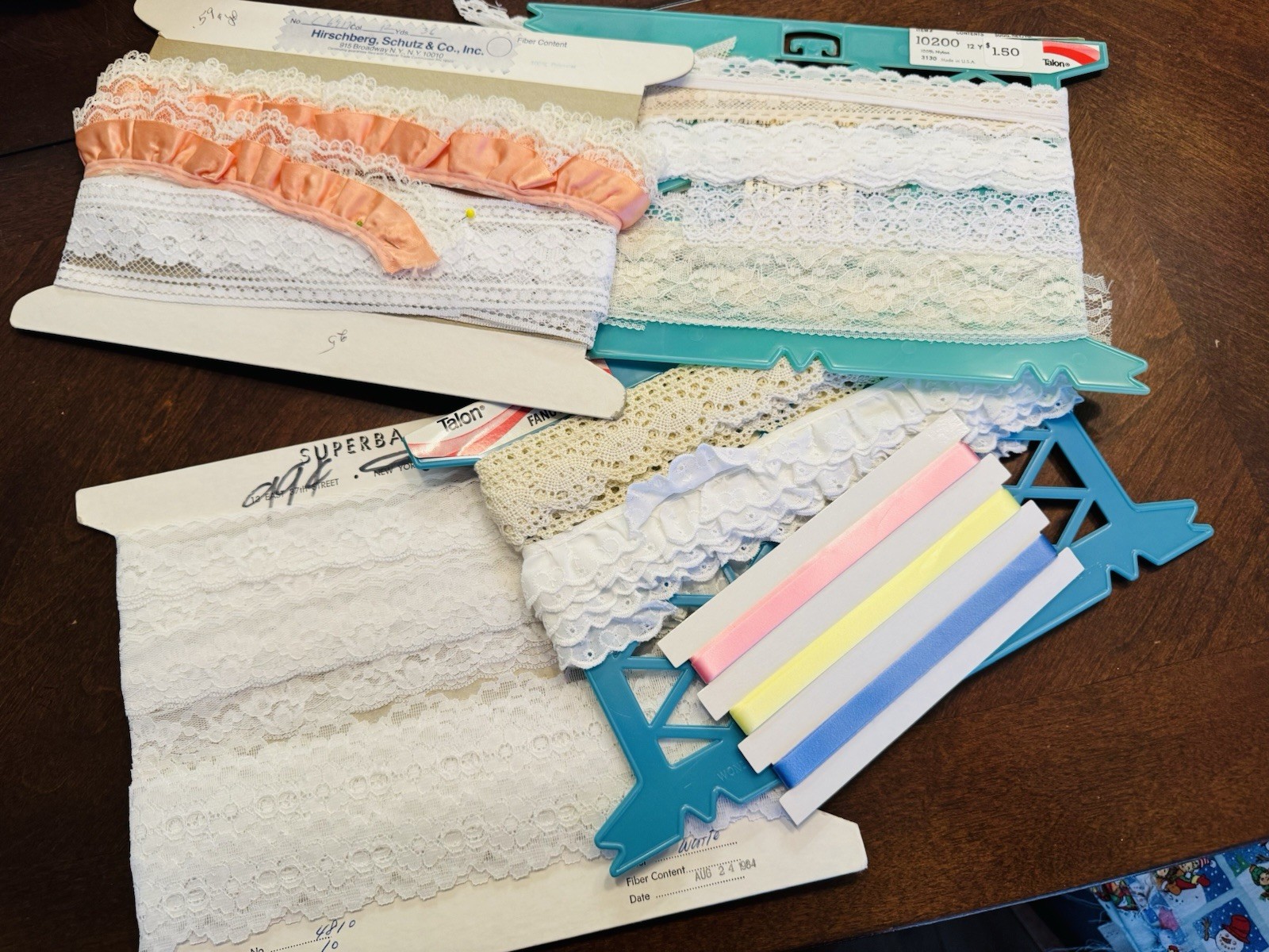 HUGE LOT LACE doll Junk Journal Embellish YARDS White Ivory Peach Satin Cotton