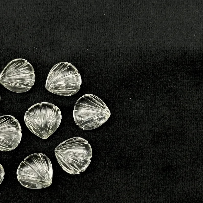 5Pcs Natural Crystal Quartz Carved Shell Shape Beads, 12 MM Shell Beads, Carved
