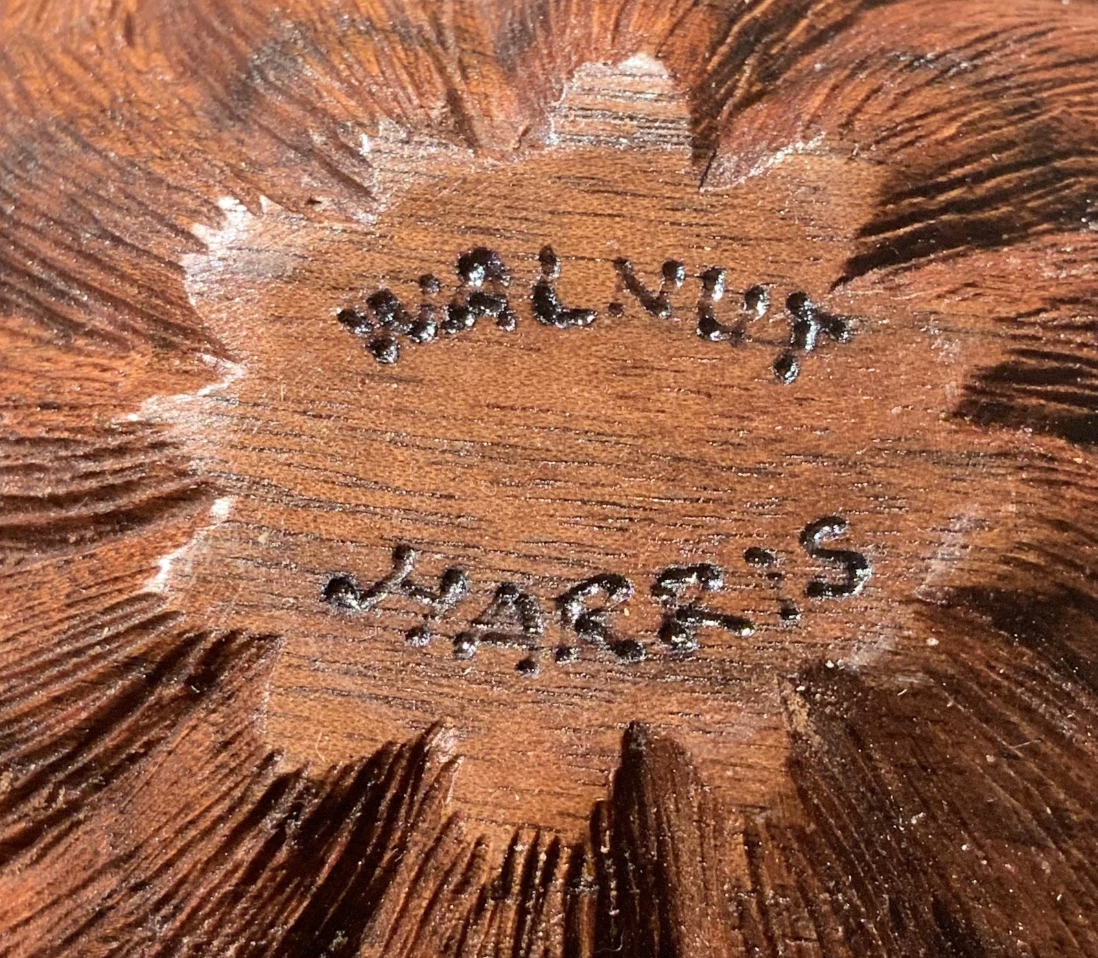 Turned Sculpted Wood Art Vase Vessel Marked Harris Walnut John Jordan Style