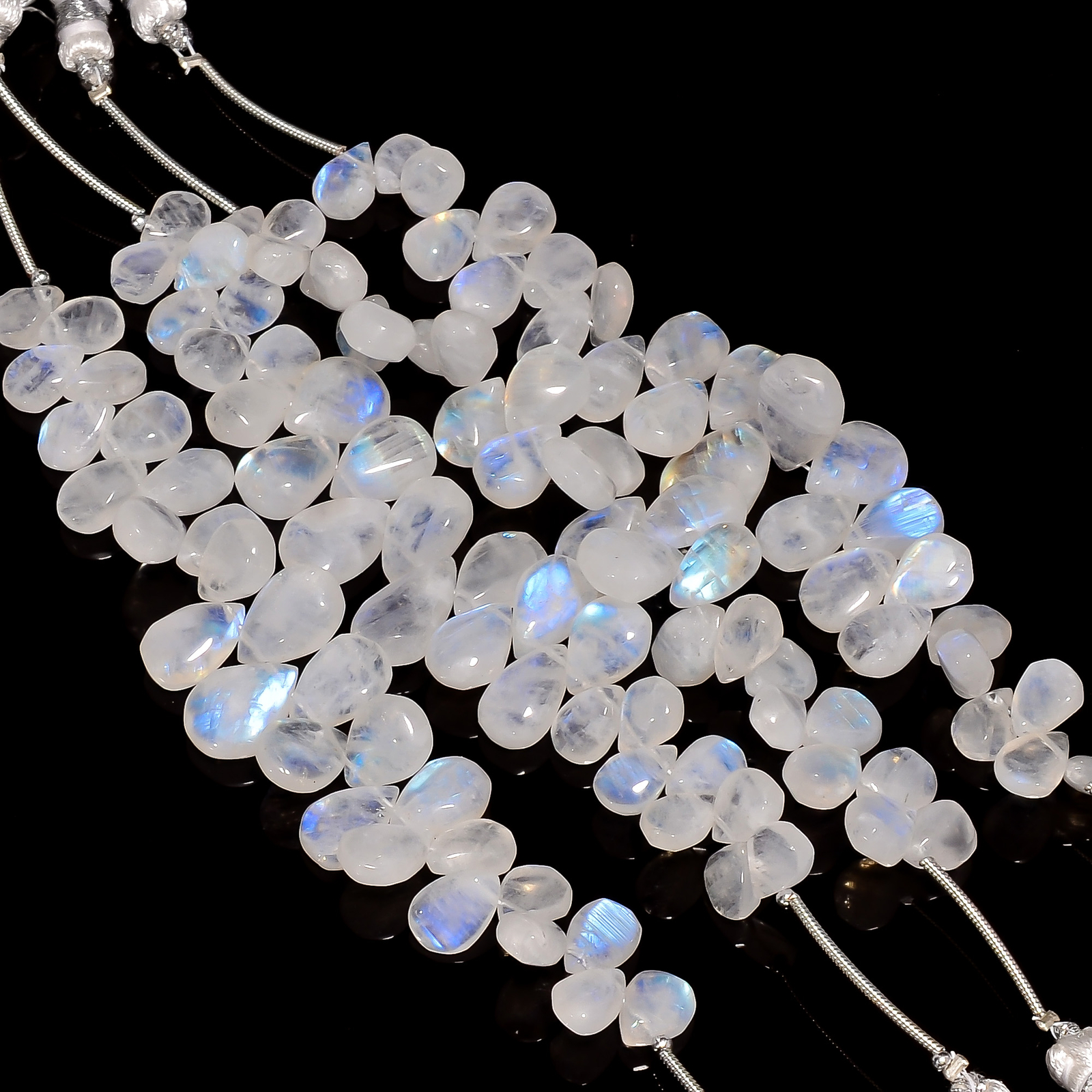 Rainbow Moonstone Gemstone Paer Smooth Beads 7X5 15X10 mm Strand 5″ GUC-257