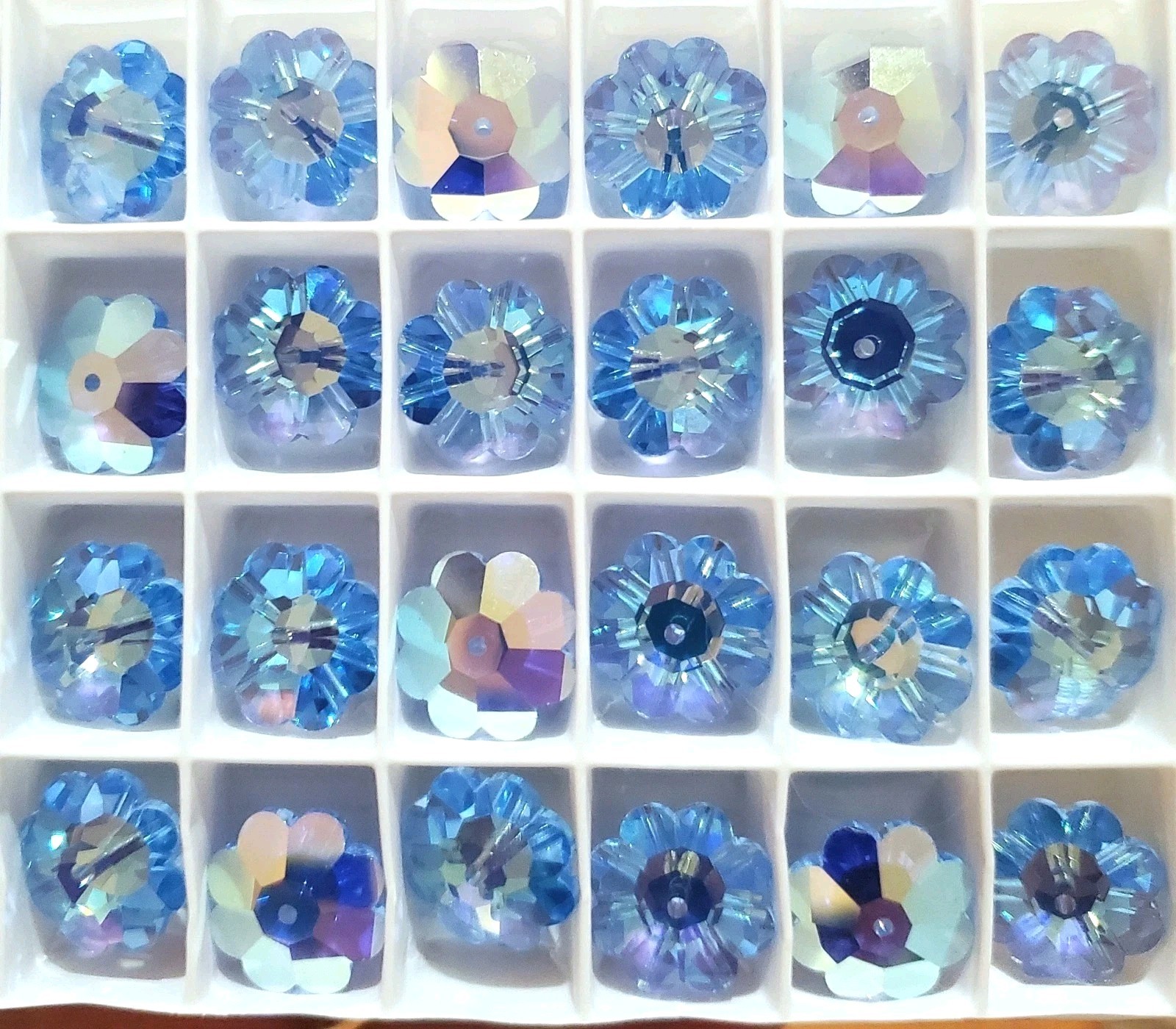 Swarovski 3700 Margarita Flower Beads 14mm Light Sapphire AB (4pcs)