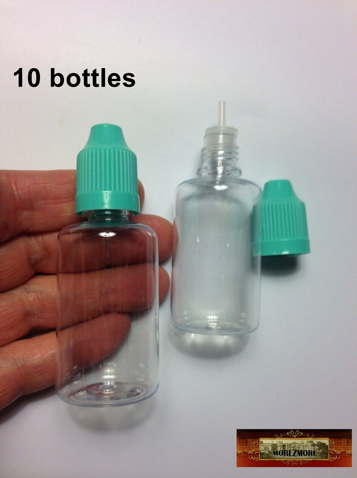 M01093x5-GREEN MOREZMORE 10 Fine Tip Liquid Dropper Squeeze Bottle 30 ml Clear